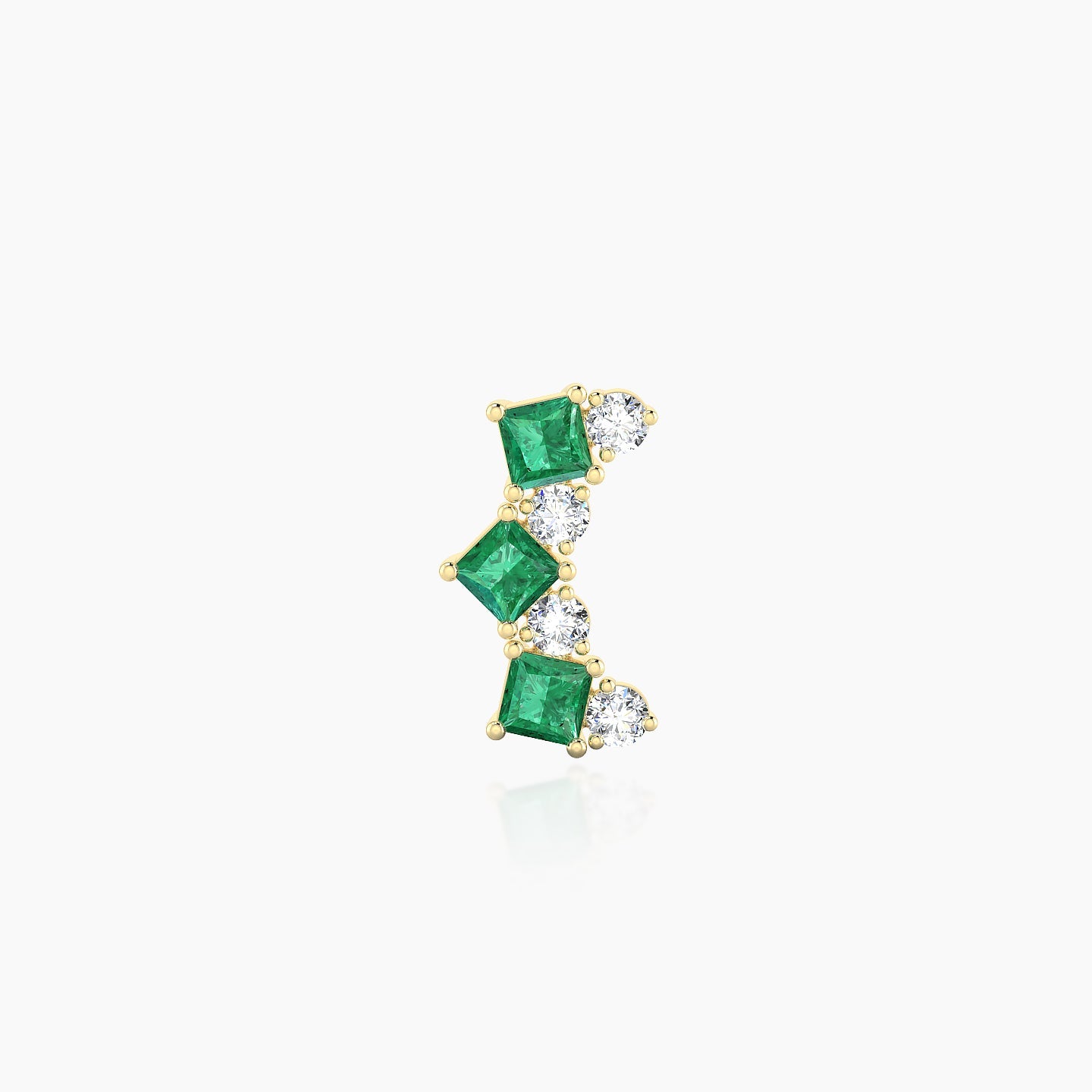 Ariana M | 18k Yellow Gold 5 mm 9.5 mm Emerald & Diamond Piercing