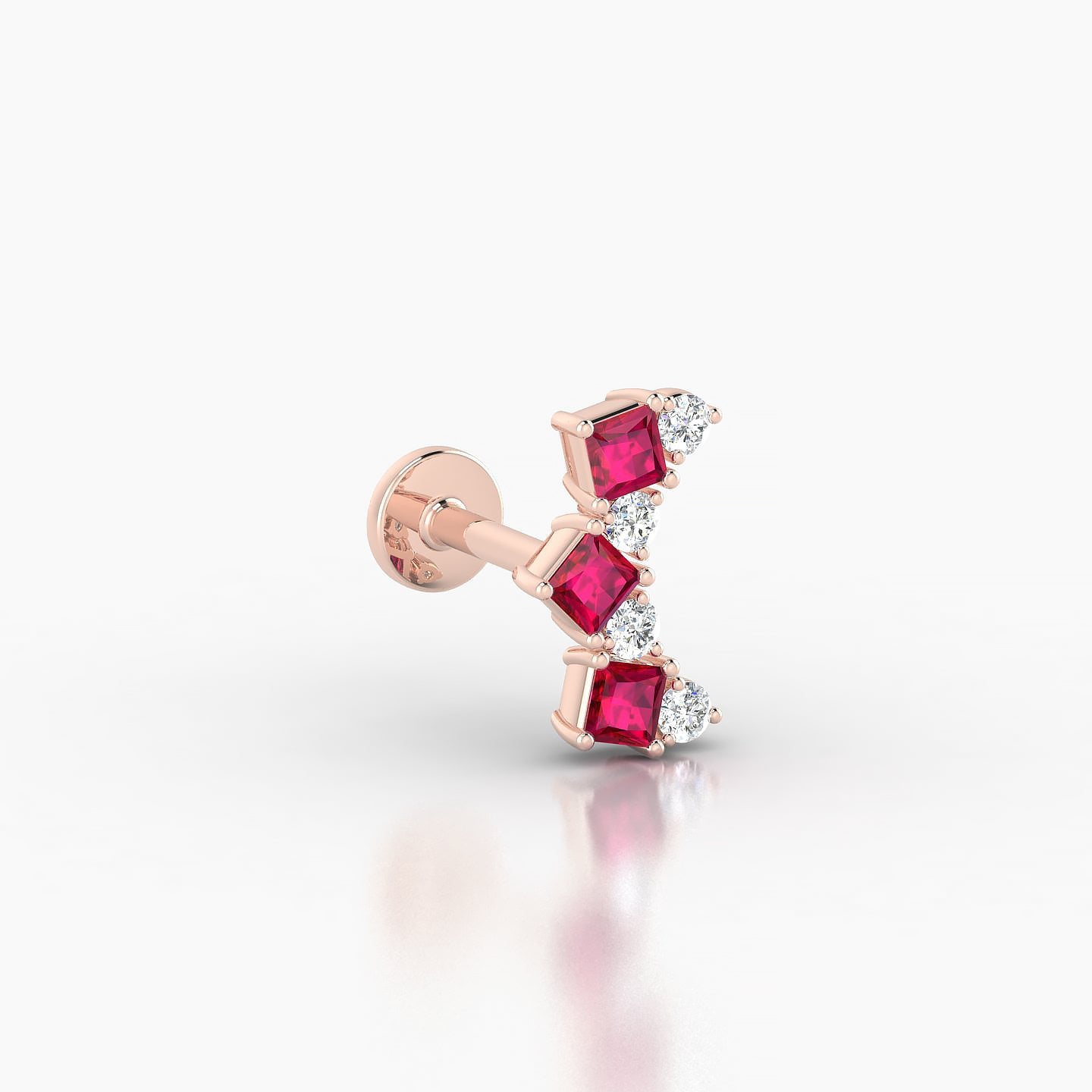 Ariana M | 18k Rose Gold 5 mm 9.5 mm Ruby & Diamond Piercing