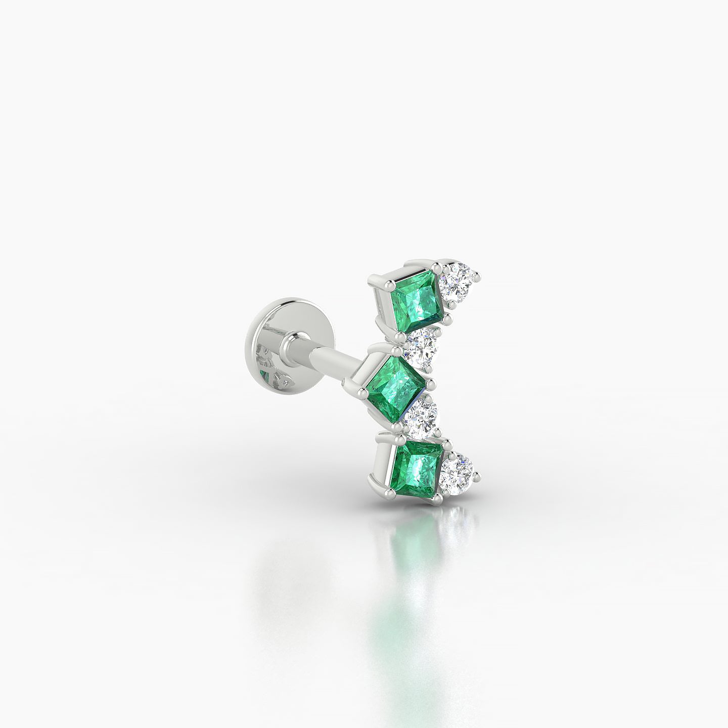 Ariana M | 18k White Gold 5 mm 9.5 mm Emerald & Diamond Piercing