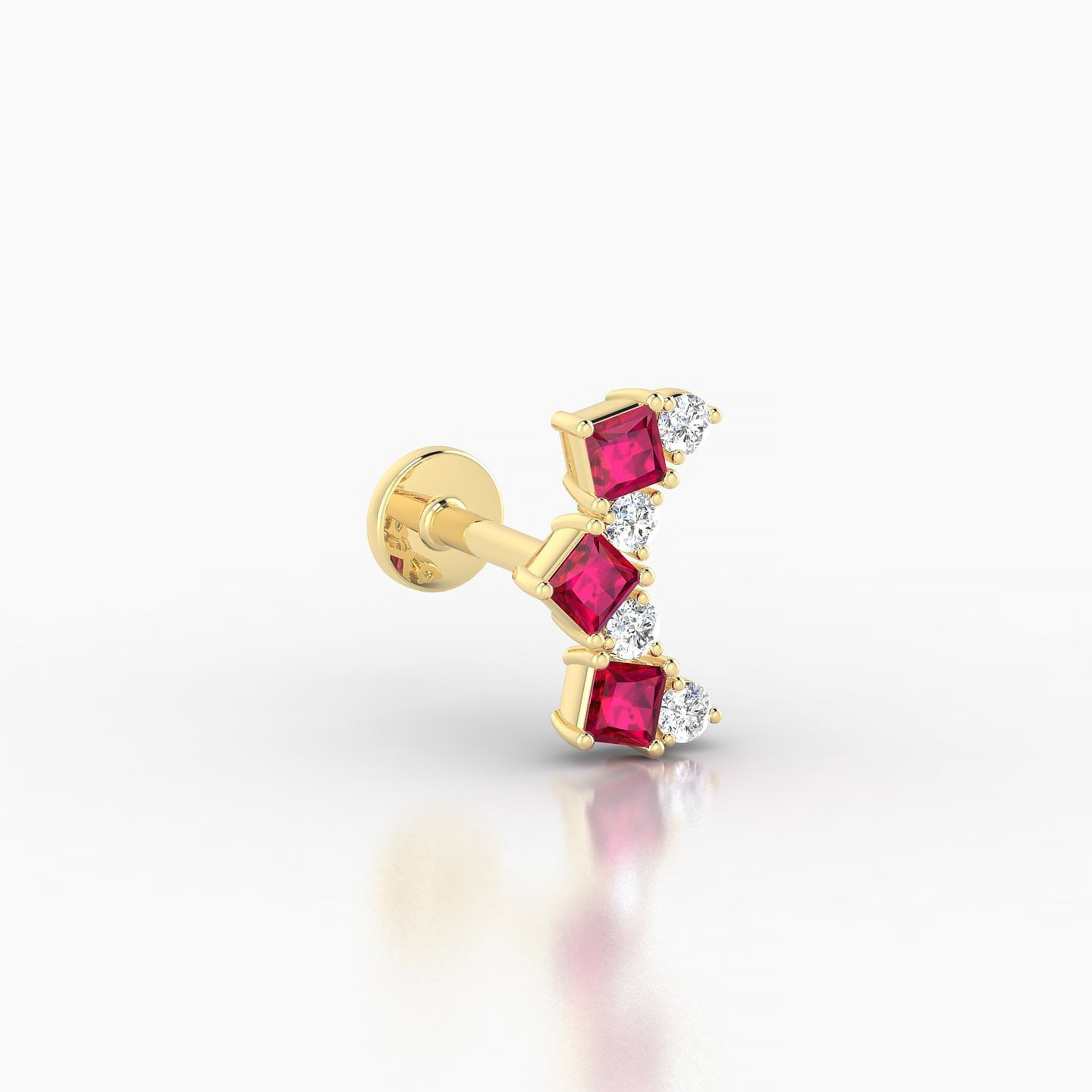 Ariana M | 18k Yellow Gold 5 mm 9.5 mm Ruby & Diamond Piercing