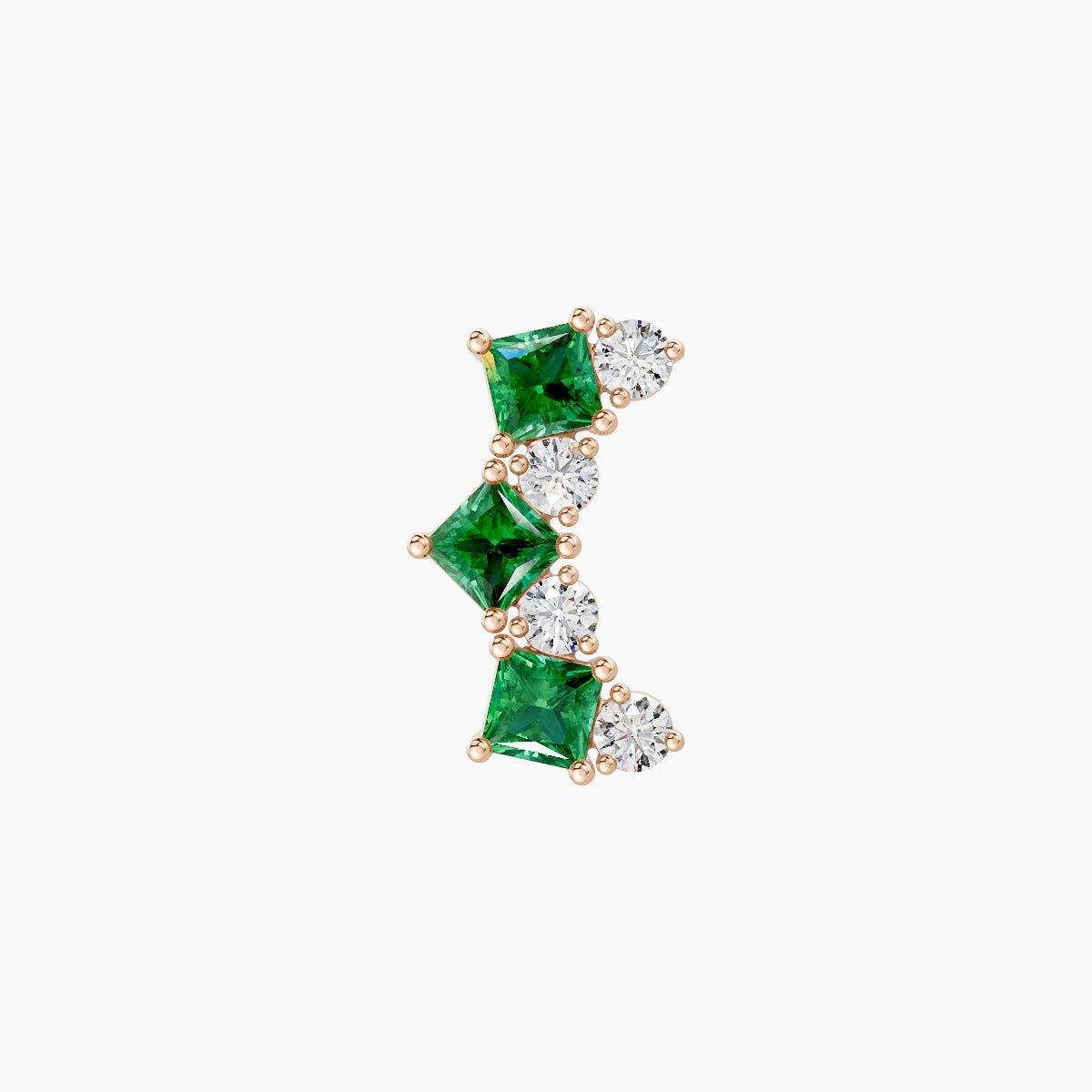 Ariana M | 18k Rose Gold 6.5 mm 9.5 mm Emerald & Diamond Piercing