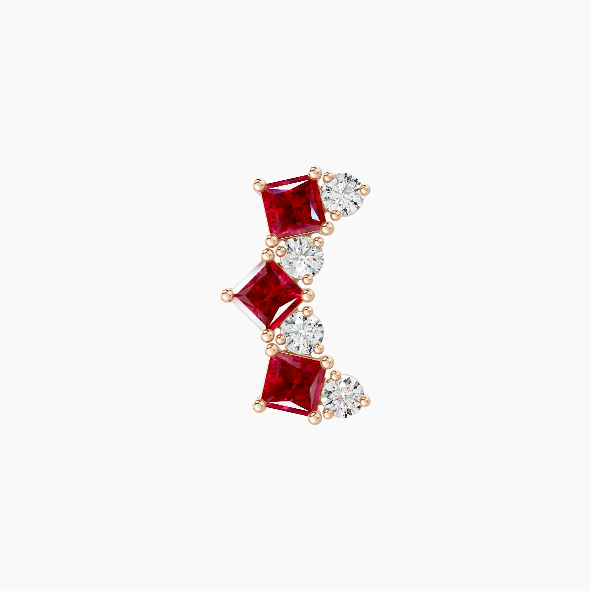 Ariana M | 18k Rose Gold 6.5 mm 9.5 mm Ruby & Diamond Piercing