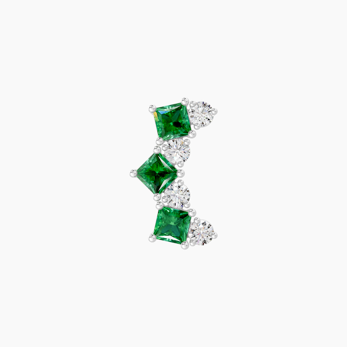 Ariana M | 18k White Gold 6.5 mm 9.5 mm Emerald & Diamond Piercing