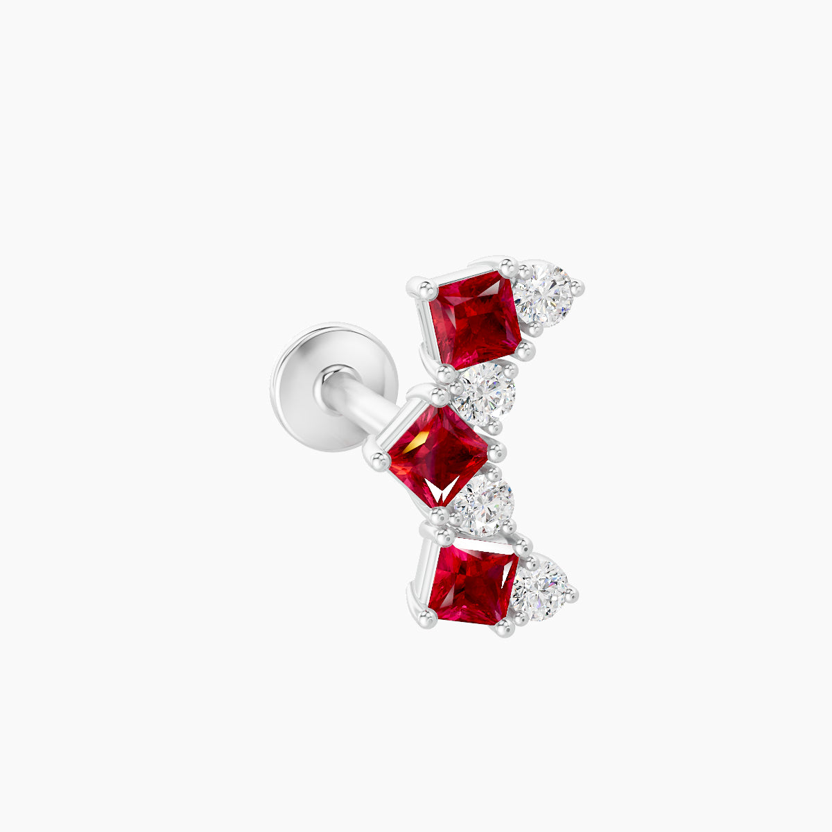 Ariana M | 18k White Gold 6.5 mm 9.5 mm Ruby & Diamond Piercing