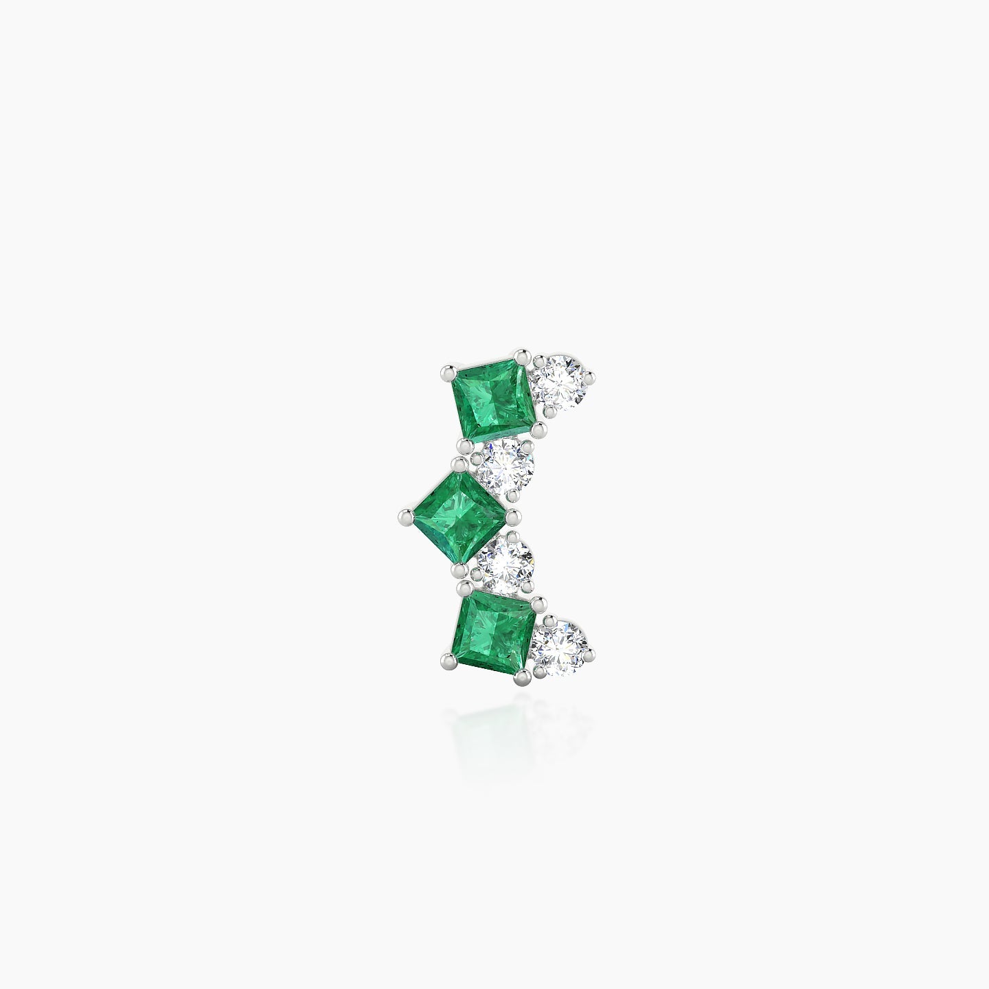 Ariana M | 18k White Gold 6.5 mm 9.5 mm Emerald & Diamond Piercing