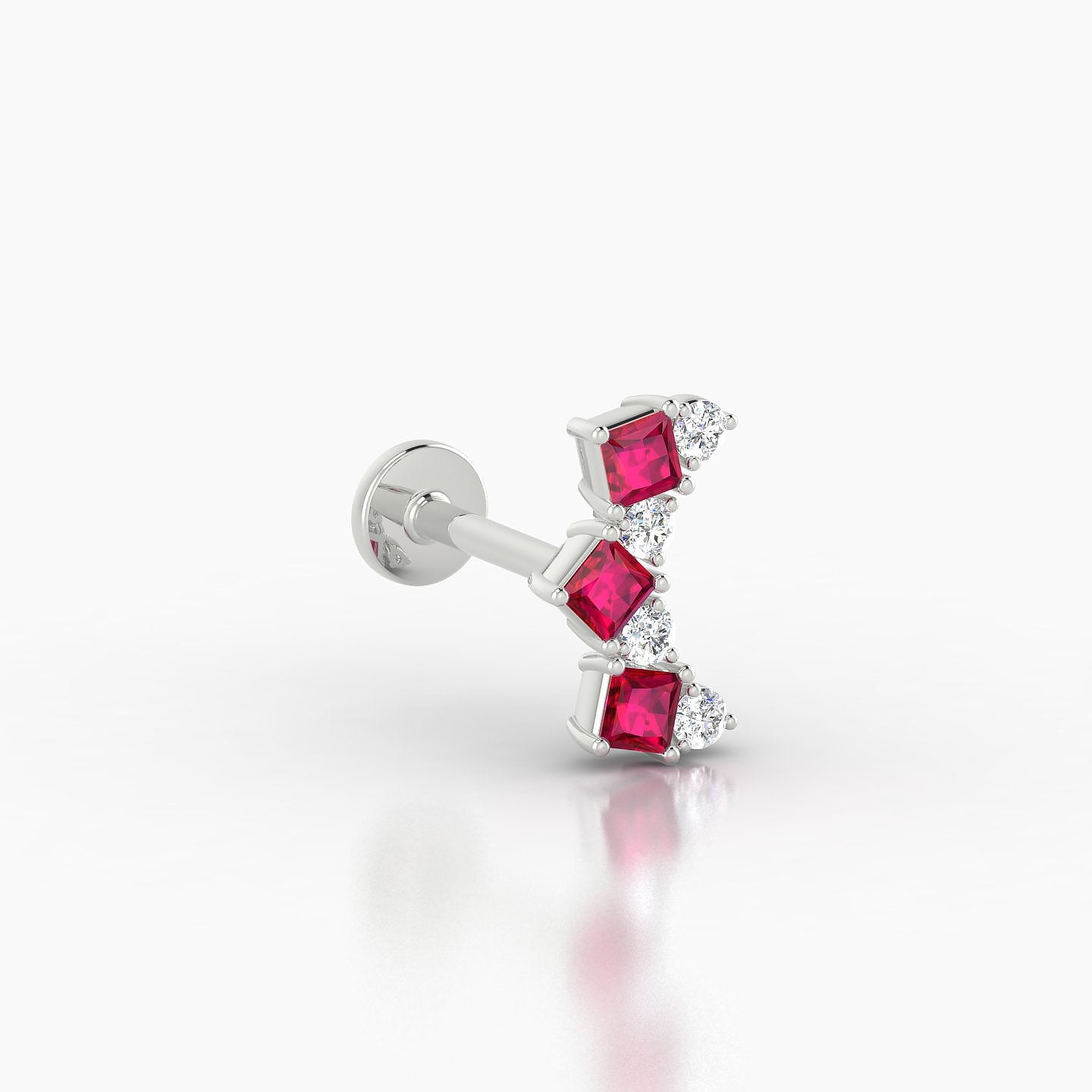 Ariana M | 18k White Gold 6.5 mm 9.5 mm Ruby & Diamond Piercing