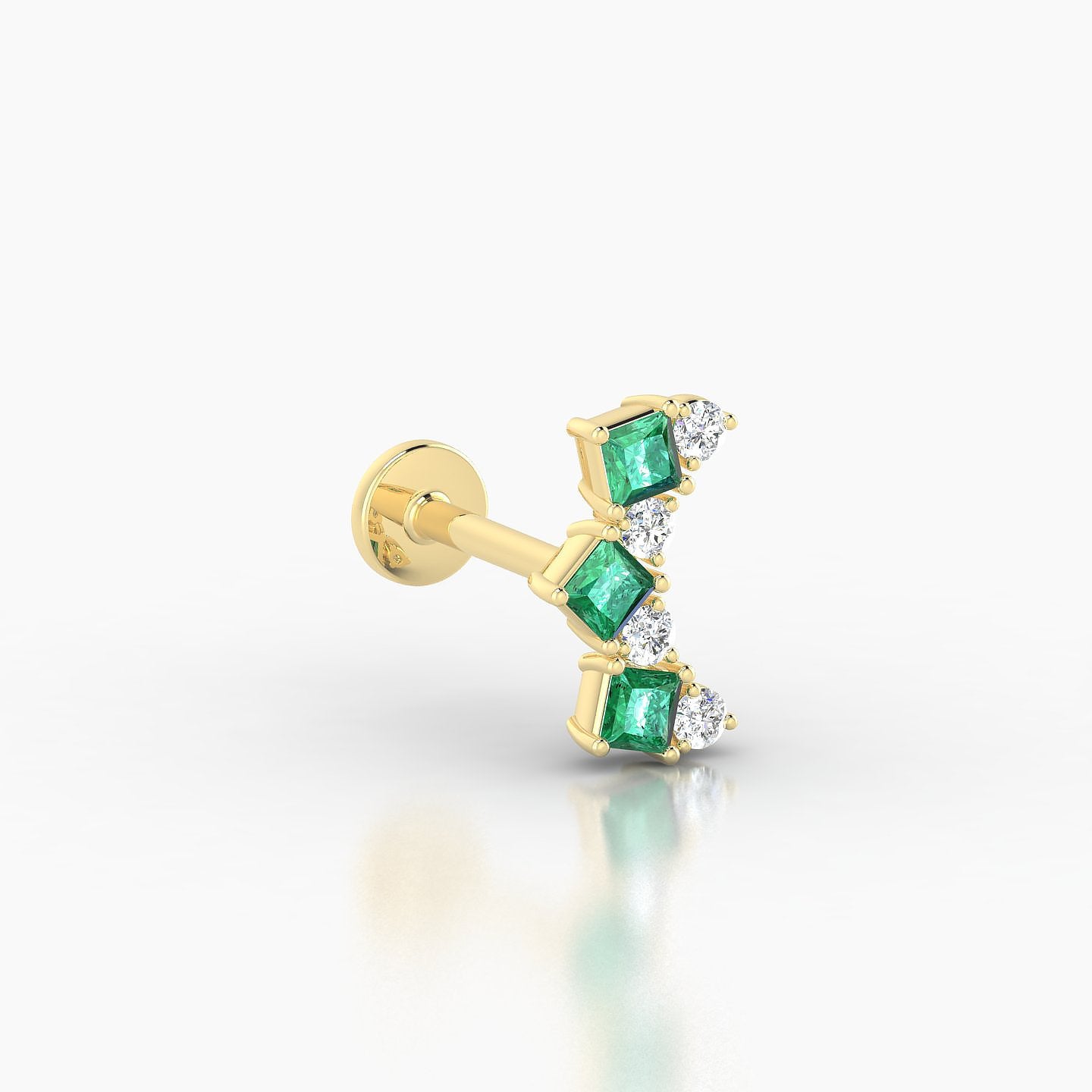 Ariana M | 18k Yellow Gold 6.5 mm 9.5 mm Emerald & Diamond Piercing