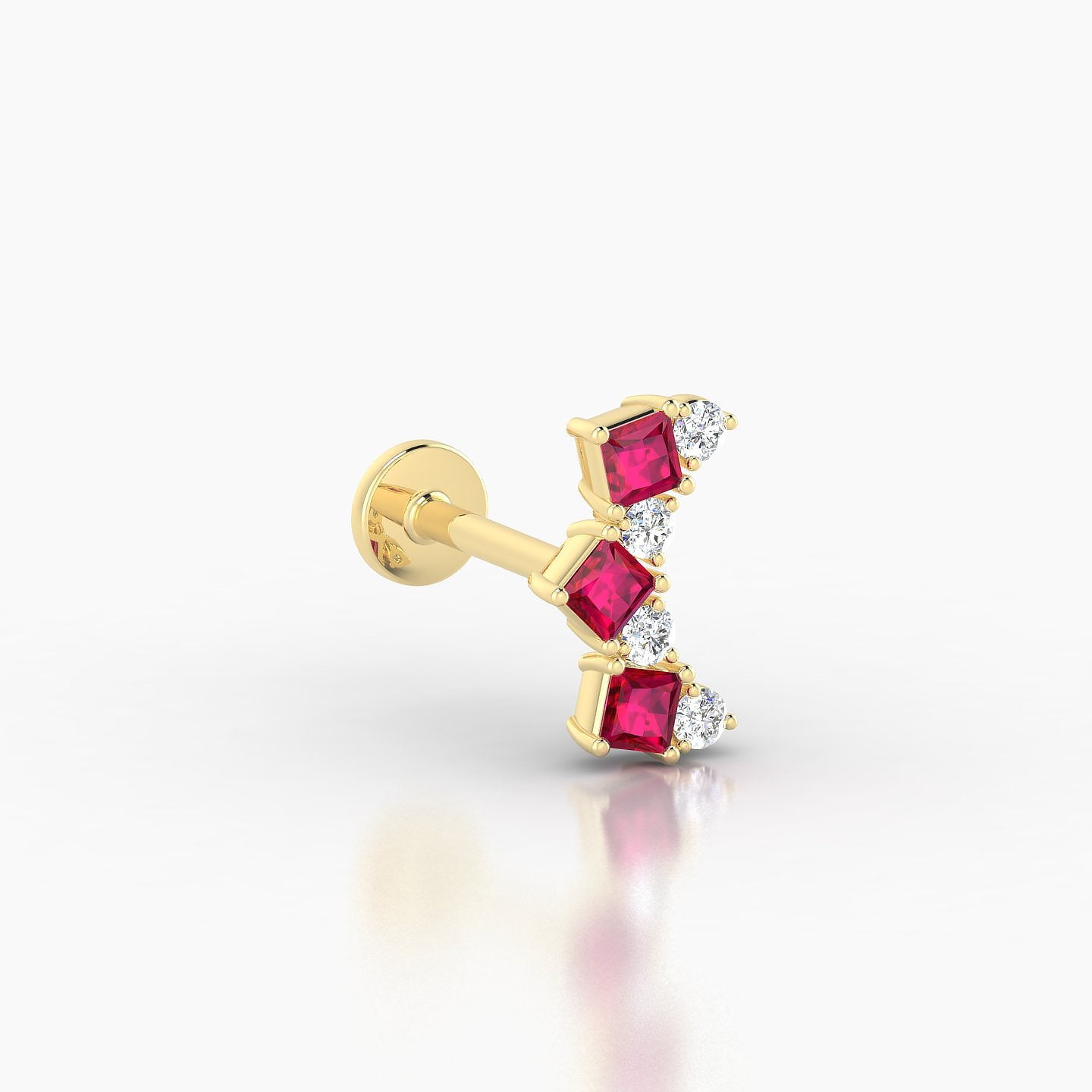Ariana M | 18k Yellow Gold 6.5 mm 9.5 mm Ruby & Diamond Piercing