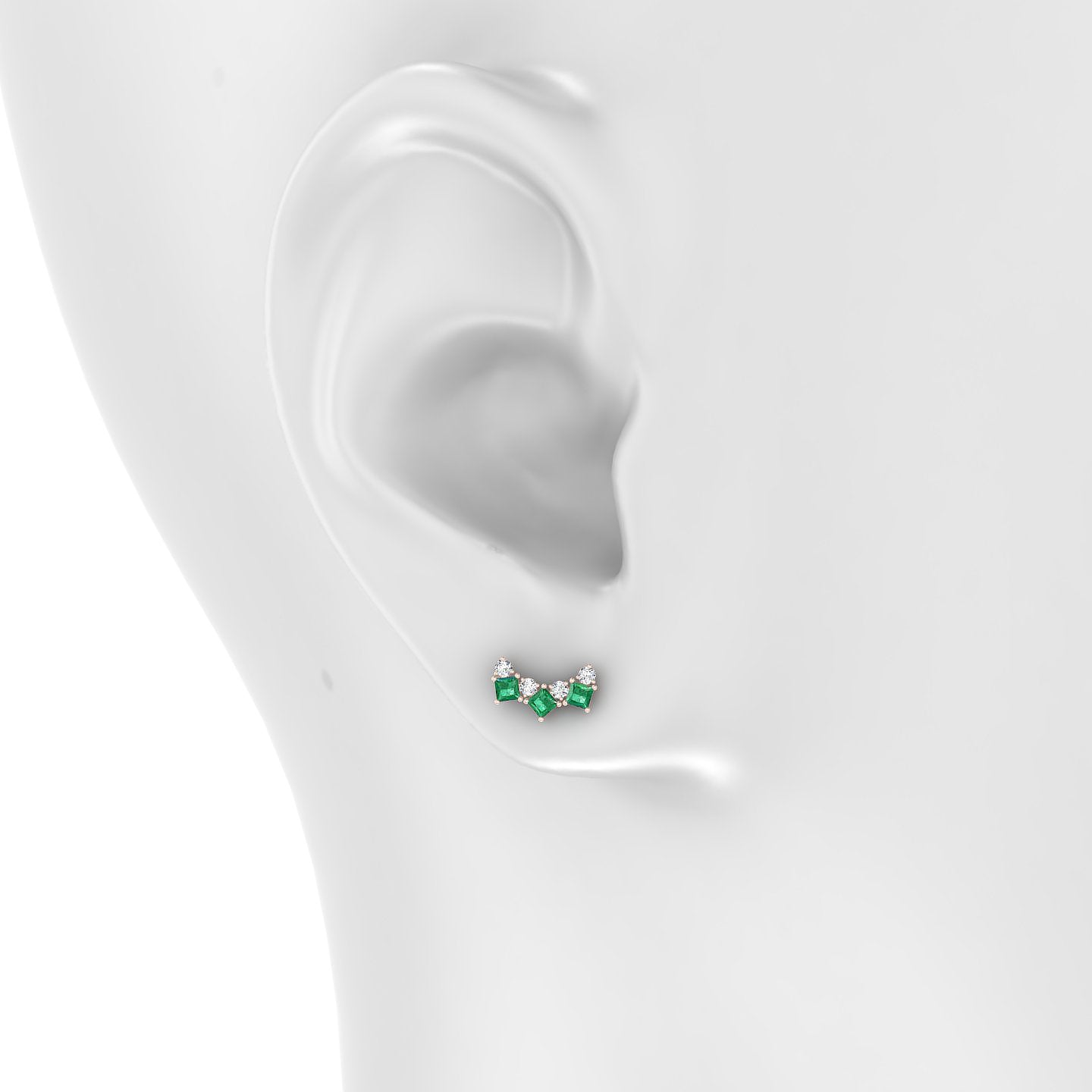 Ariana M | 18k Rose Gold 6.5 mm 9.5 mm Emerald & Diamond Piercing