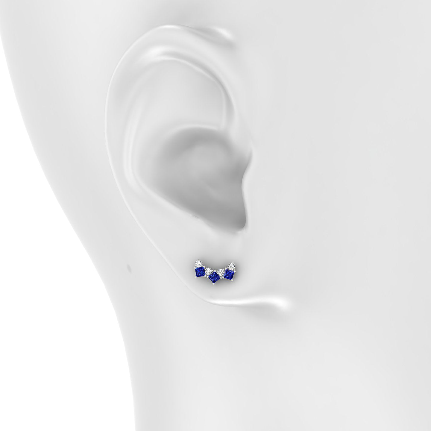 Ariana M | 18k White Gold 6.5 mm 9.5 mm Sapphire & Diamond Piercing