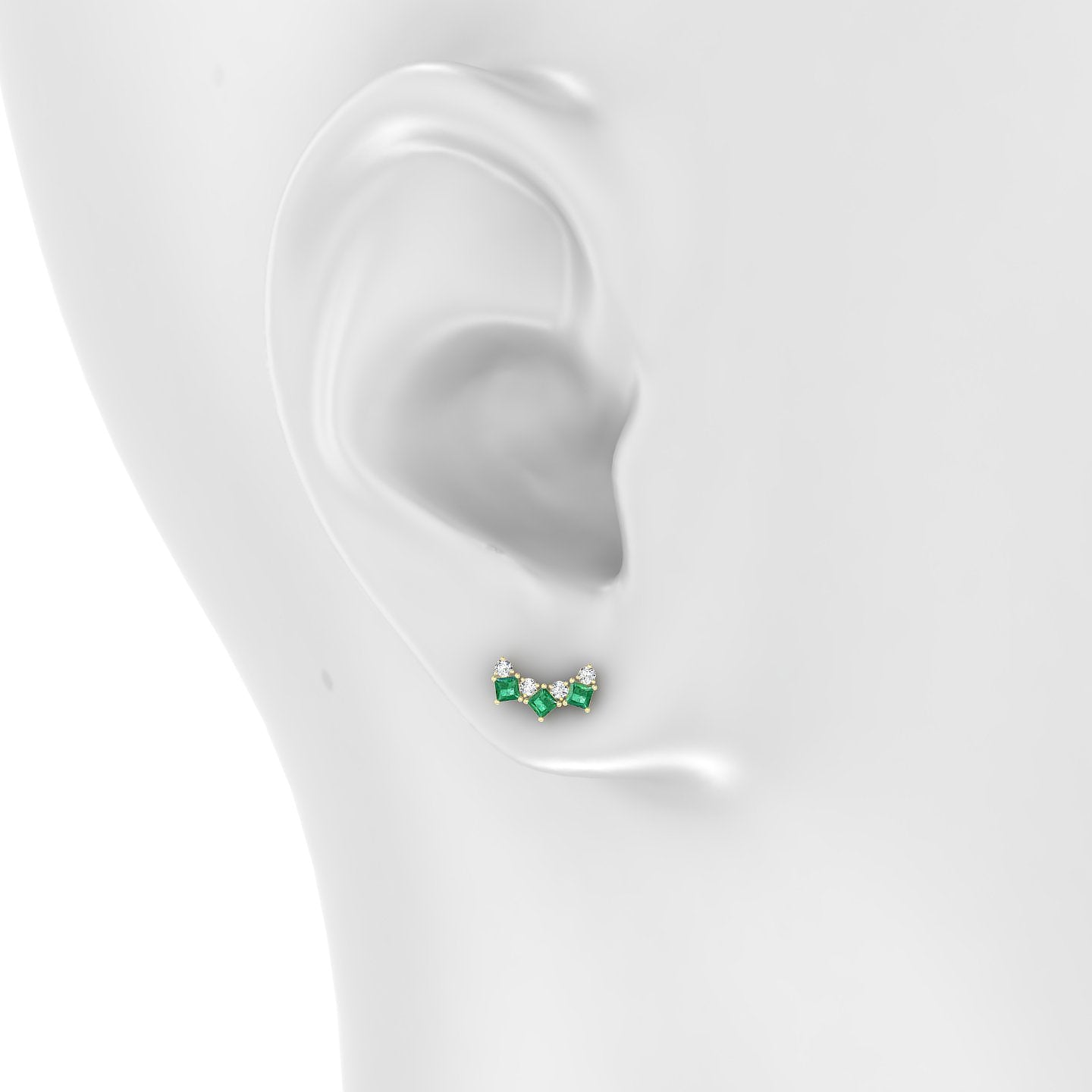 Ariana M | 18k Yellow Gold 6.5 mm 9.5 mm Emerald & Diamond Piercing