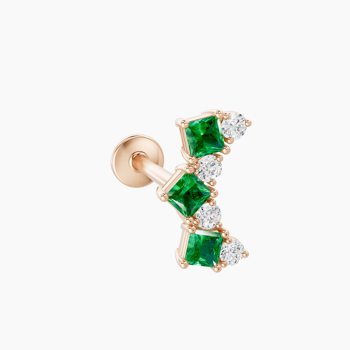 Ariana M | 18k Rose Gold 8 mm 9.5 mm Emerald & Diamond Piercing