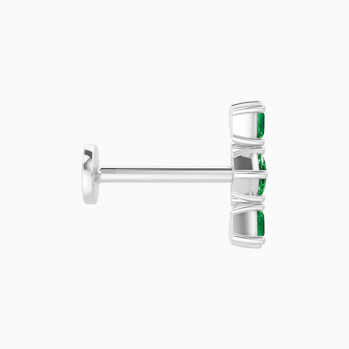 Ariana M | 18k White Gold 8 mm 9.5 mm Emerald & Diamond Piercing