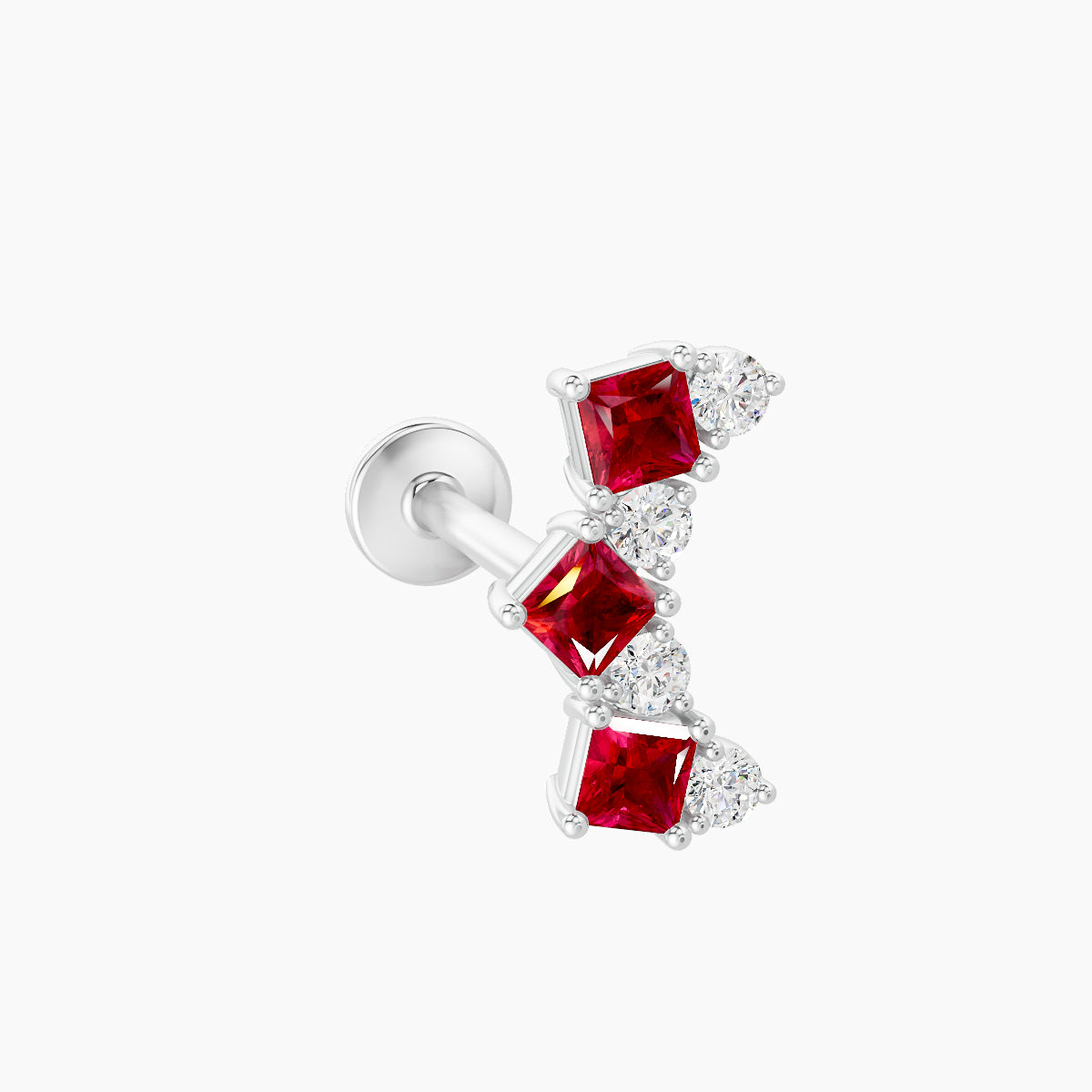 Ariana M | 18k White Gold 8 mm 9.5 mm Ruby & Diamond Piercing