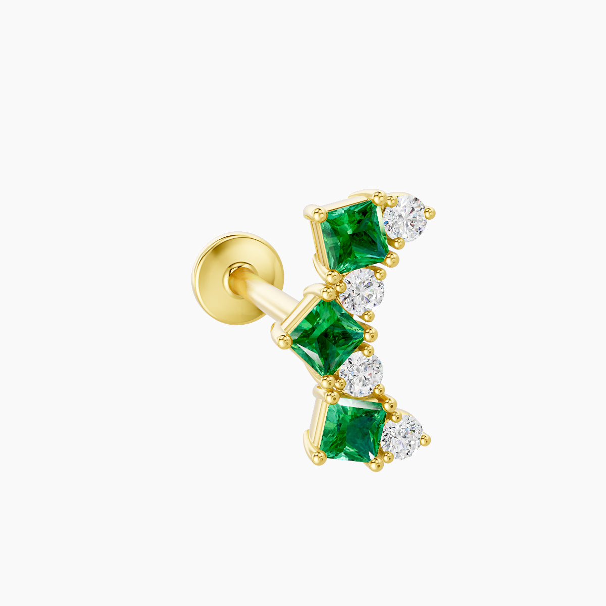 Ariana M | 18k Yellow Gold 8 mm 9.5 mm Emerald & Diamond Piercing