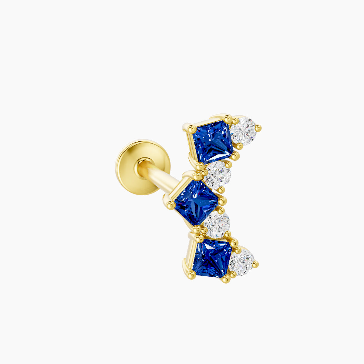 Ariana M | 18k Yellow Gold 8 mm 9.5 mm Sapphire & Diamond Piercing