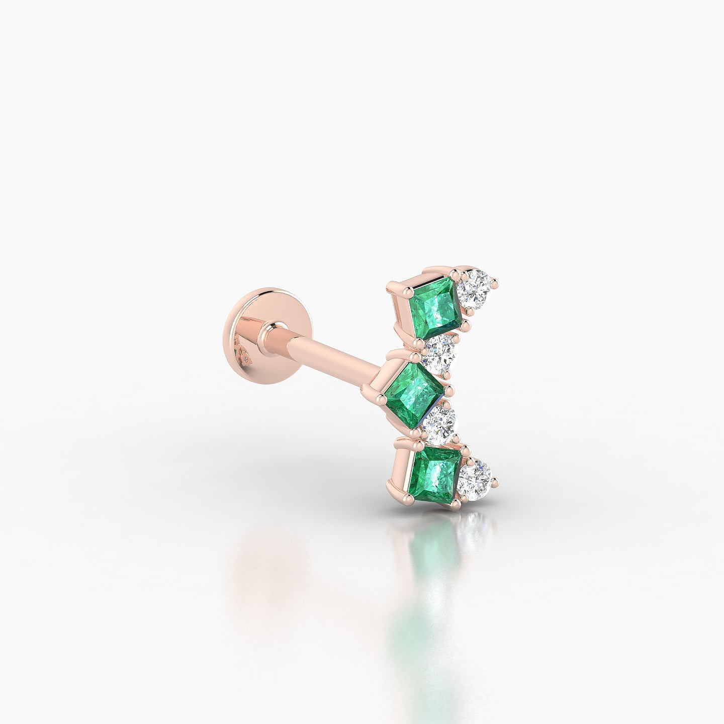 Ariana M | 18k Rose Gold 8 mm 9.5 mm Emerald & Diamond Piercing