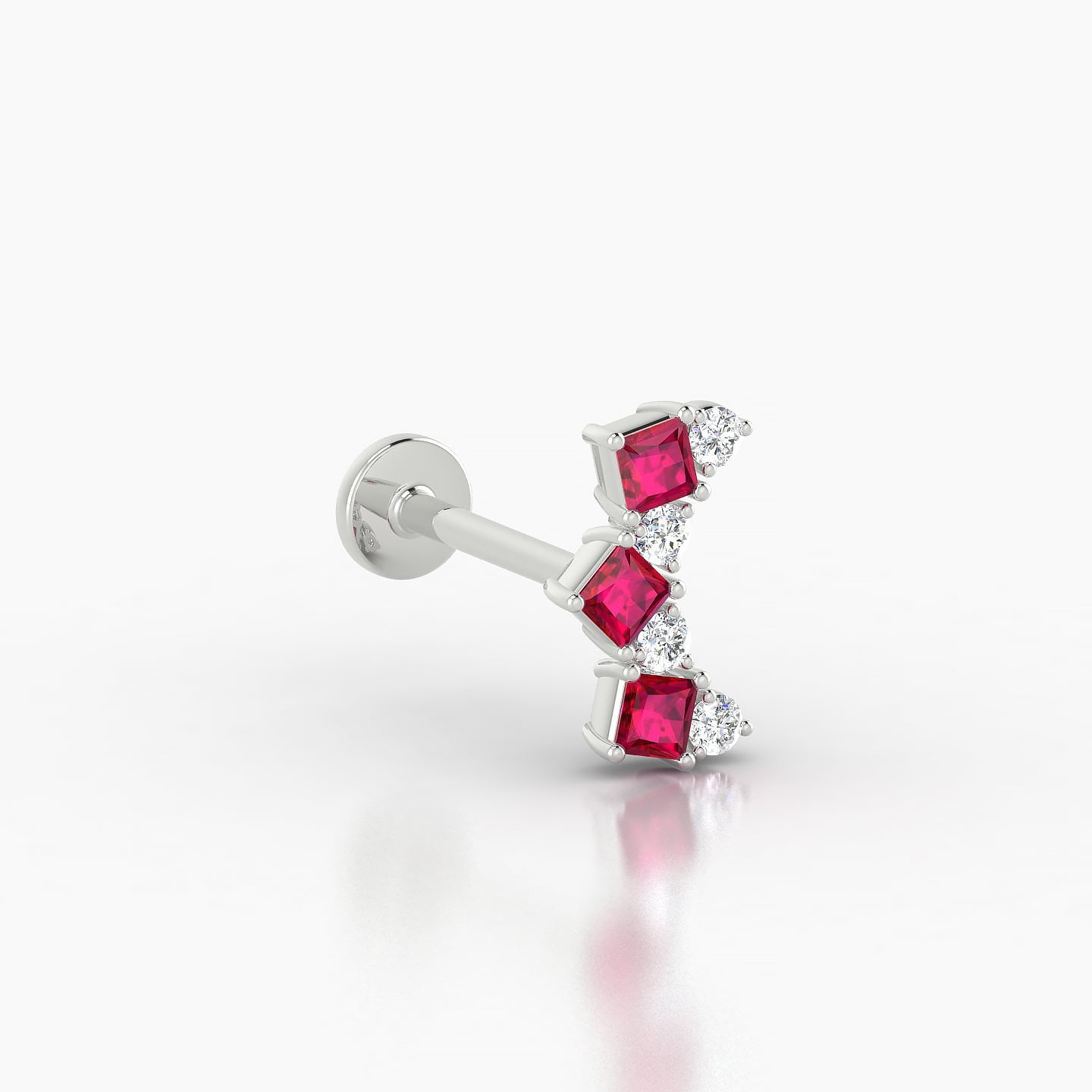 Ariana M | 18k White Gold 8 mm 9.5 mm Ruby & Diamond Piercing
