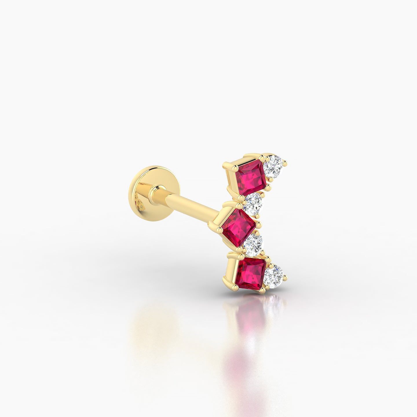 Ariana M | 18k Yellow Gold 8 mm 9.5 mm Ruby & Diamond Piercing