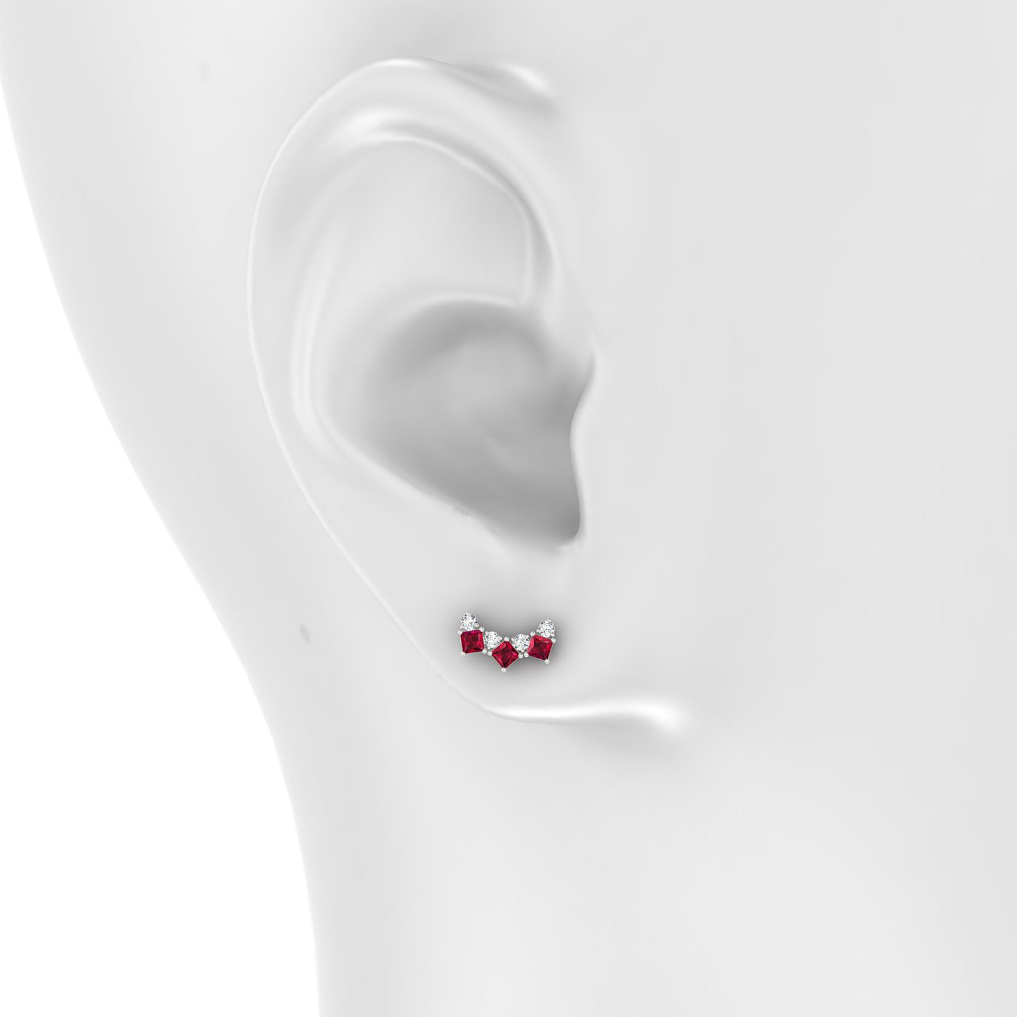 Ariana M | 18k White Gold 8 mm 9.5 mm Ruby & Diamond Piercing