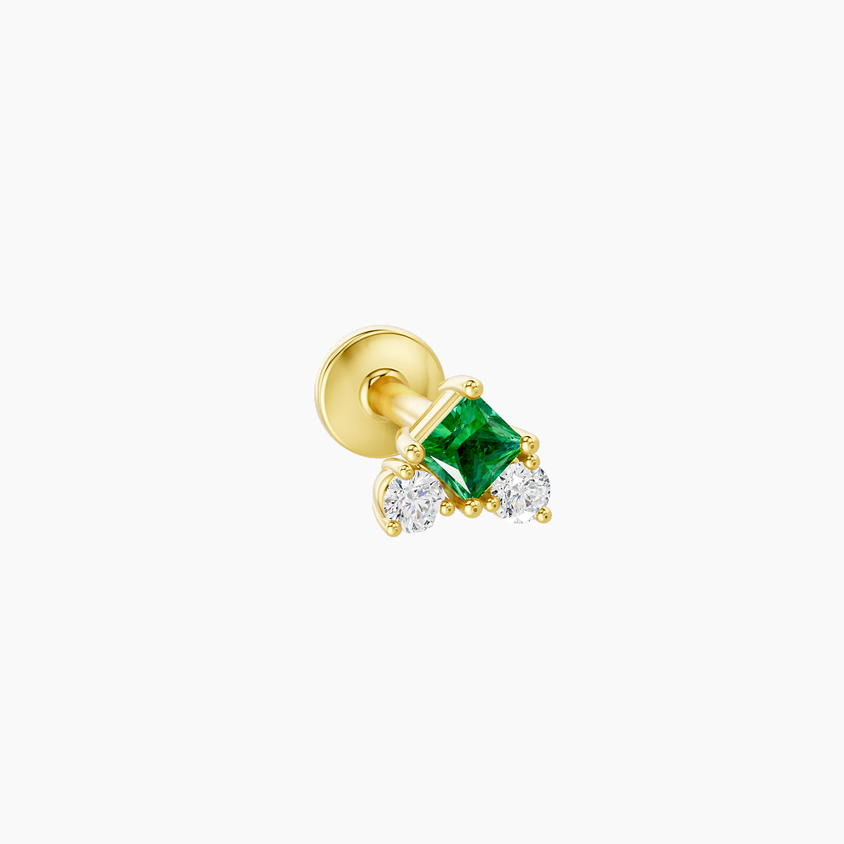 Ariana S | 18k Yellow Gold 5 mm 4.5 mm Emerald & Diamond Nose Piercing