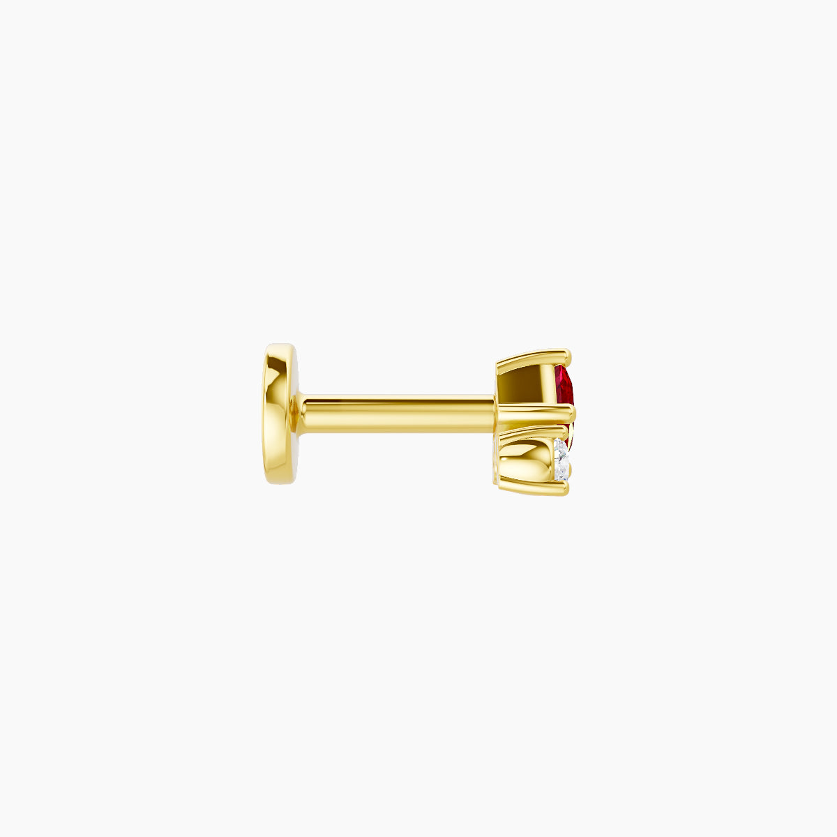 Ariana S | 18k Yellow Gold 5 mm 4.5 mm Ruby & Diamond Nose Piercing