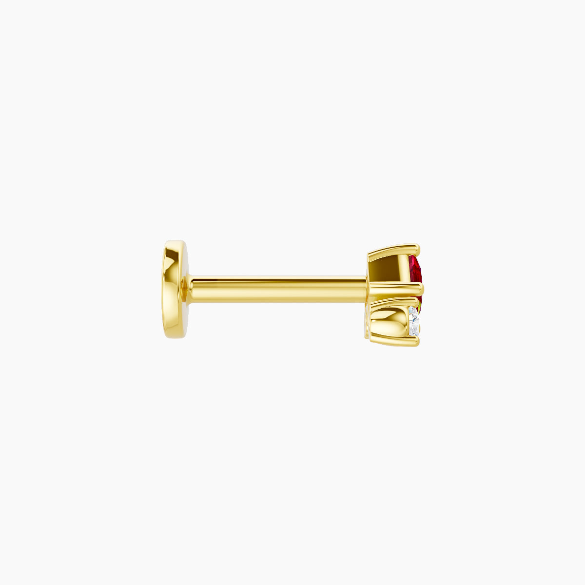 Ariana S | 18k Yellow Gold 6.5 mm 4.5 mm Ruby & Diamond Nose Piercing