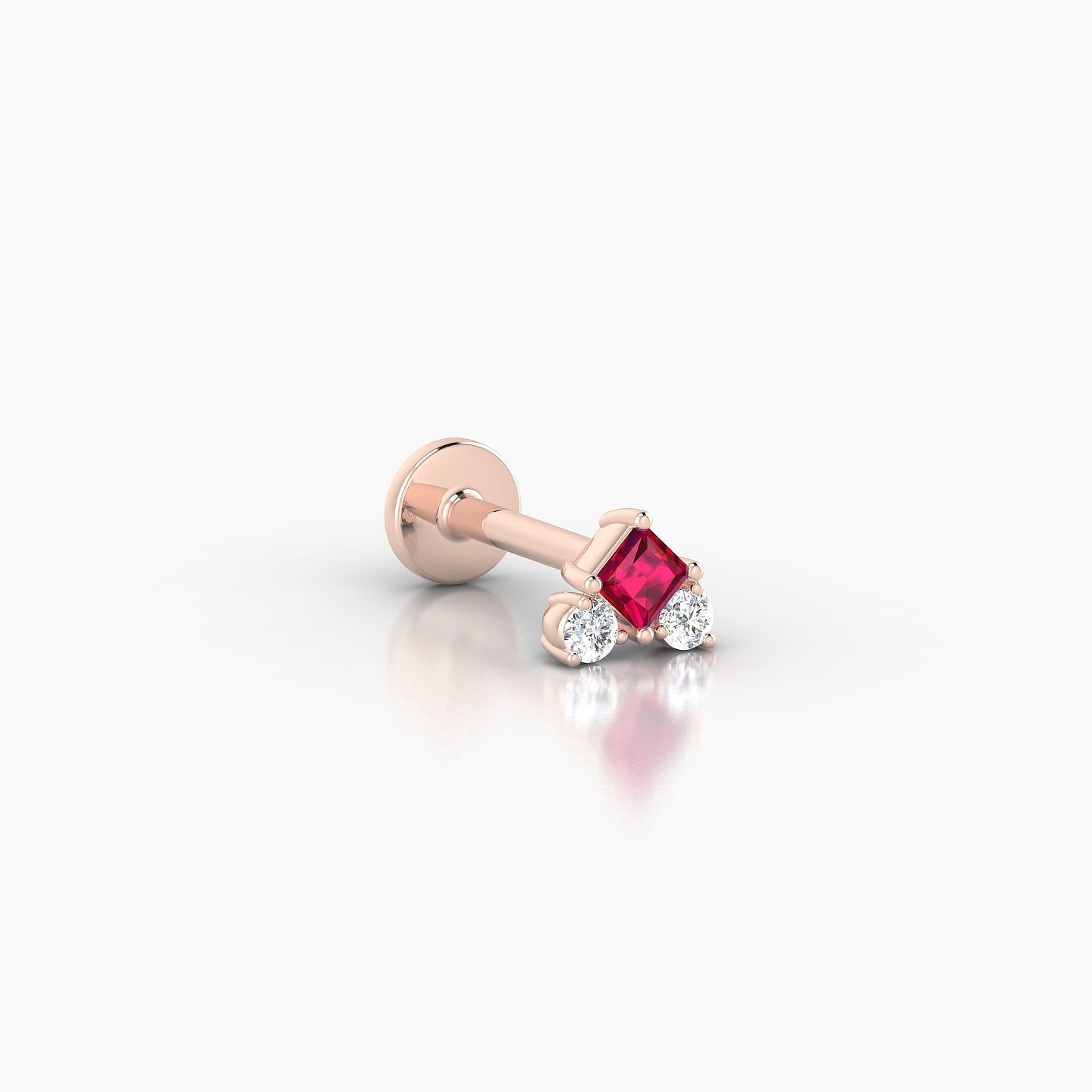 Ariana S | 18k Rose Gold 6.5 mm 4.5 mm Ruby & Diamond Nose Piercing