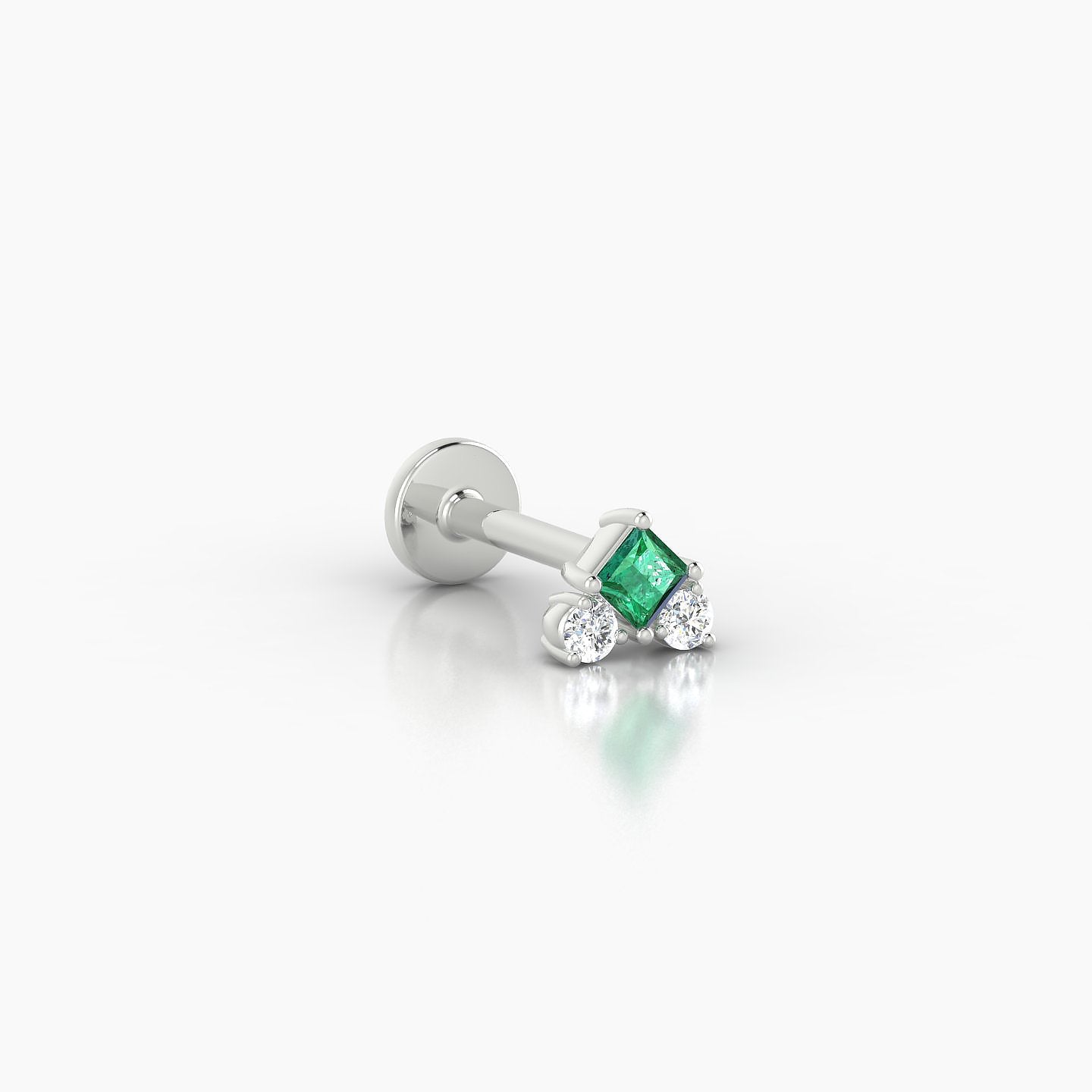 Ariana S | 18k White Gold 6.5 mm 4.5 mm Emerald & Diamond Nose Piercing