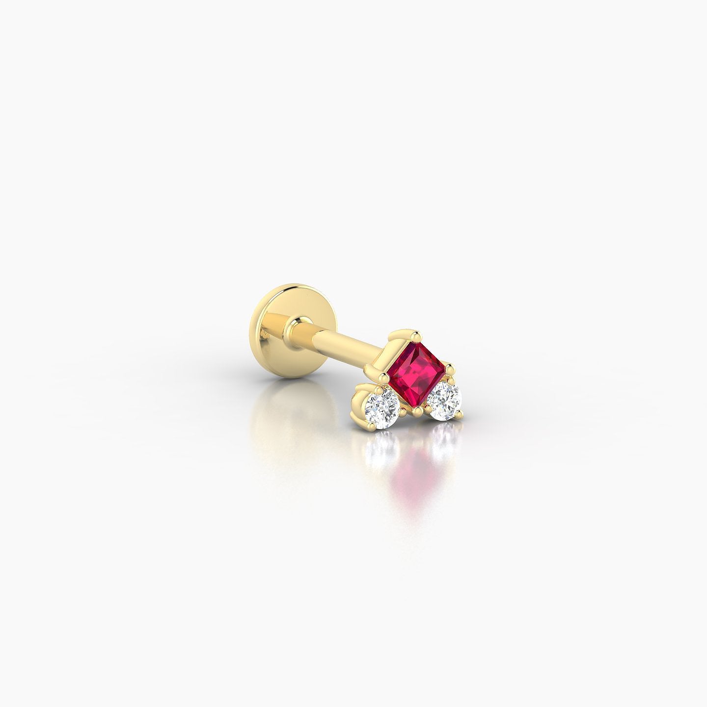 Ariana S | 18k Yellow Gold 6.5 mm 4.5 mm Ruby & Diamond Nose Piercing