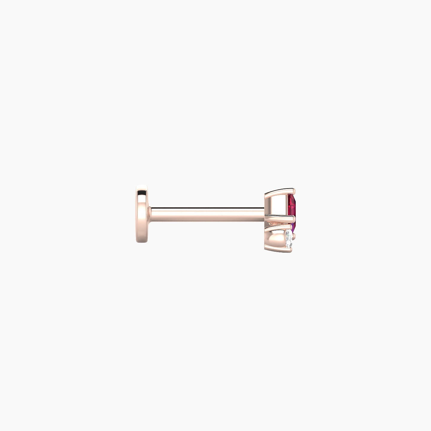 Ariana S | 18k Rose Gold 6.5 mm 4.5 mm Ruby & Diamond Nose Piercing