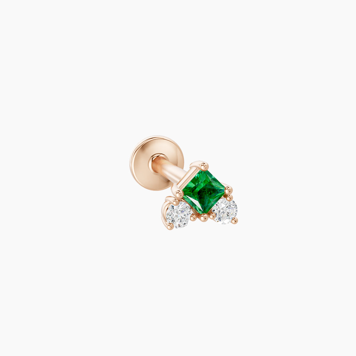 Ariana S | 18k Rose Gold 6.5 mm 4.5 mm Emerald & Diamond Piercing