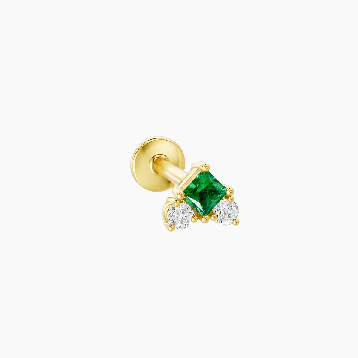 Ariana S | 18k Yellow Gold 6.5 mm 4.5 mm Emerald & Diamond Piercing