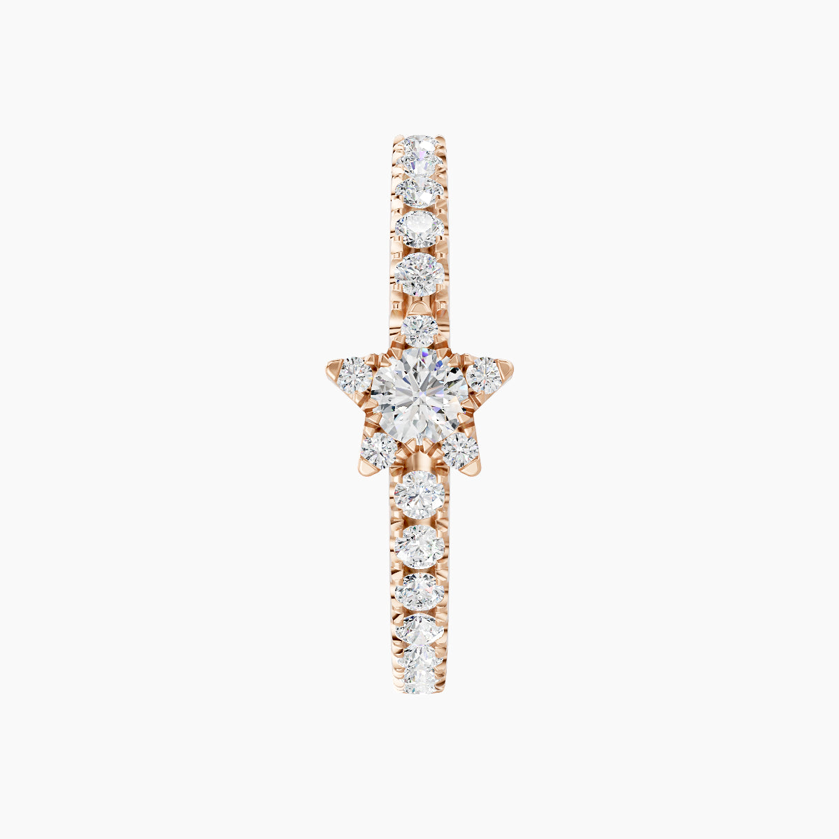 Asteria | 18k Rose Gold 11 mm Star Diamond Hoop Piercing