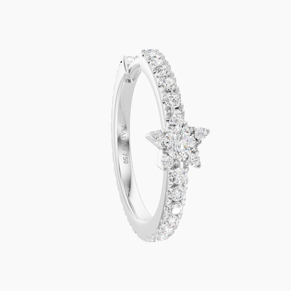 Asteria | 18k White Gold 11 mm Star Diamond Hoop Piercing