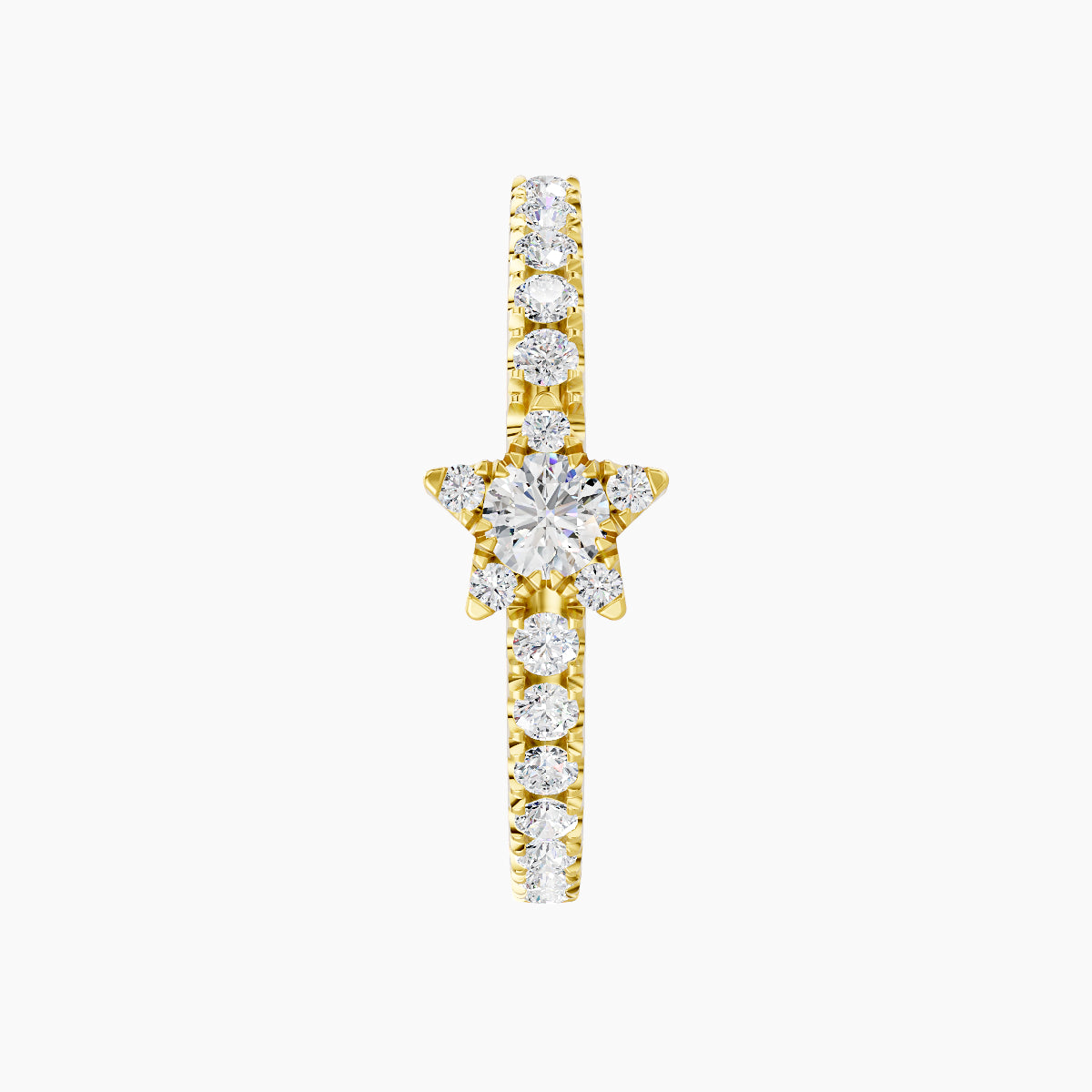 Asteria | 18k Yellow Gold 11 mm Star Diamond Hoop Piercing