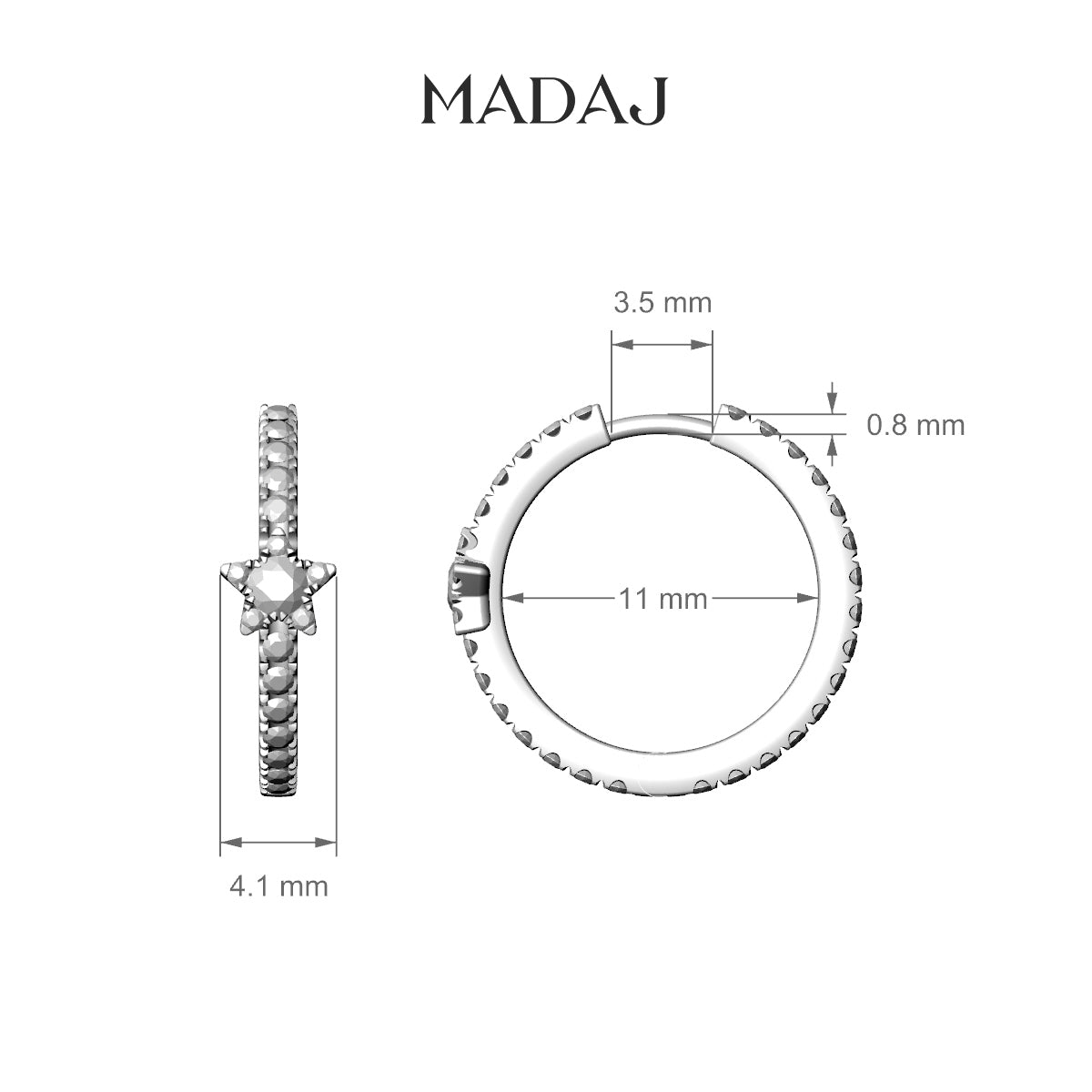 Asteria | 18k Rose Gold 11 mm Star Diamond Hoop Piercing