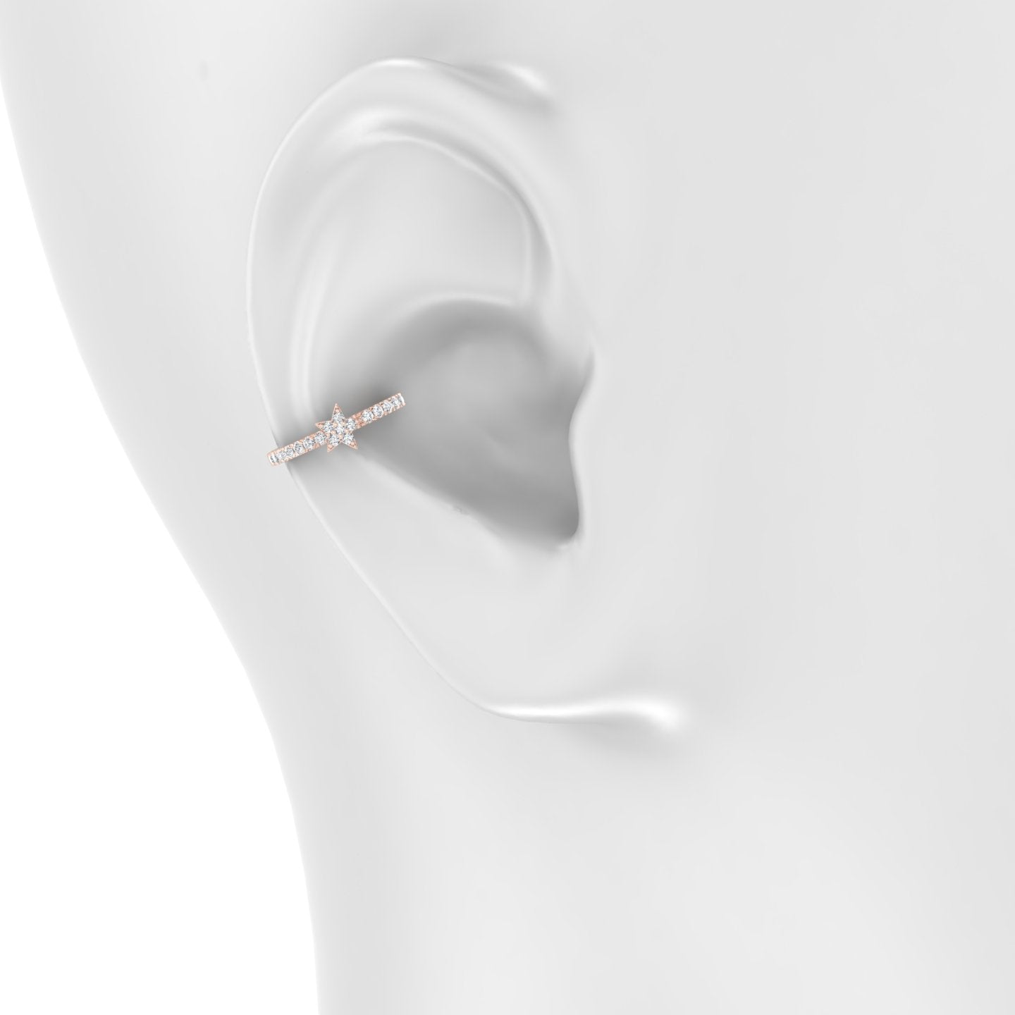 Asteria | 18k Rose Gold 11 mm Star Diamond Hoop Piercing