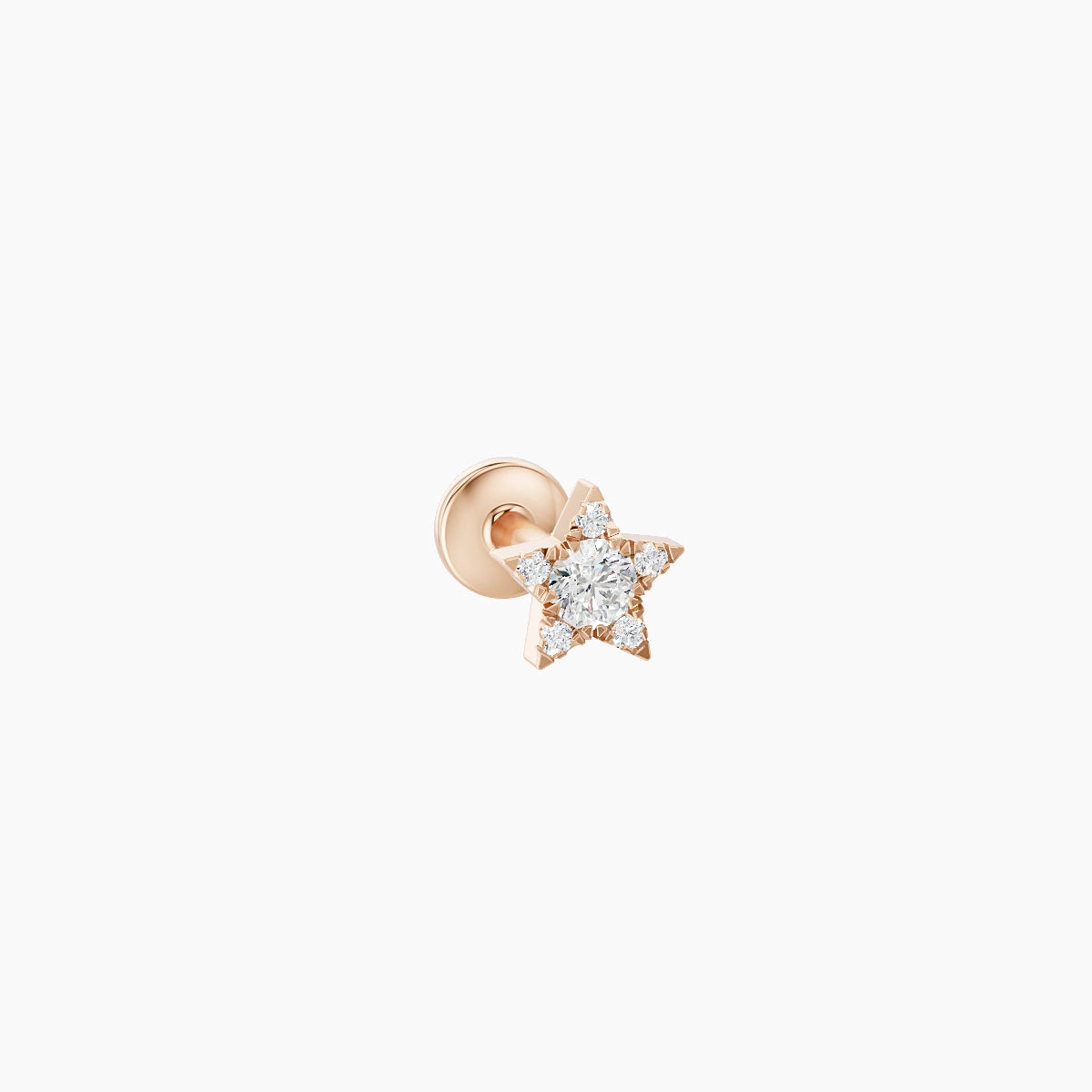 Asteria | Piercing Étoile Diamant Or Rose 18k Hypoallergénique 4.5 mm 5 mm