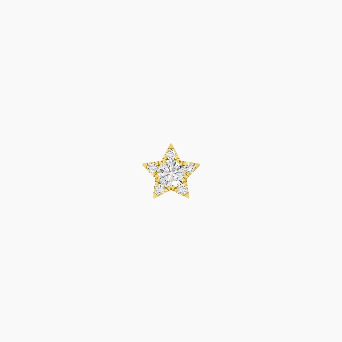 Asteria | Piercing Étoile Diamant Or Jaune 18k Hypoallergénique 4.5 mm 5 mm