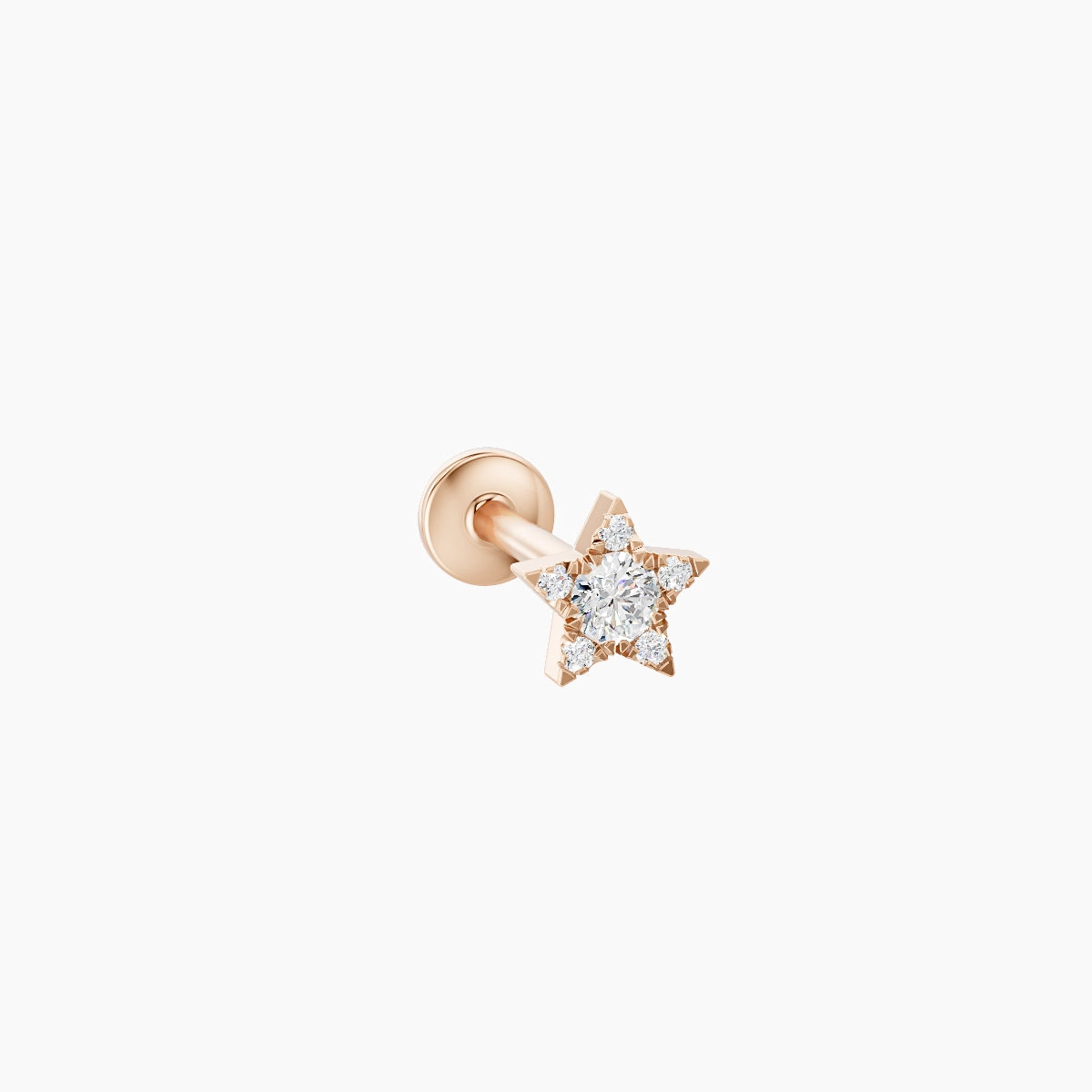 Asteria | 18k Rose Gold 4.5 mm 8 mm Star Diamond Nose Piercing
