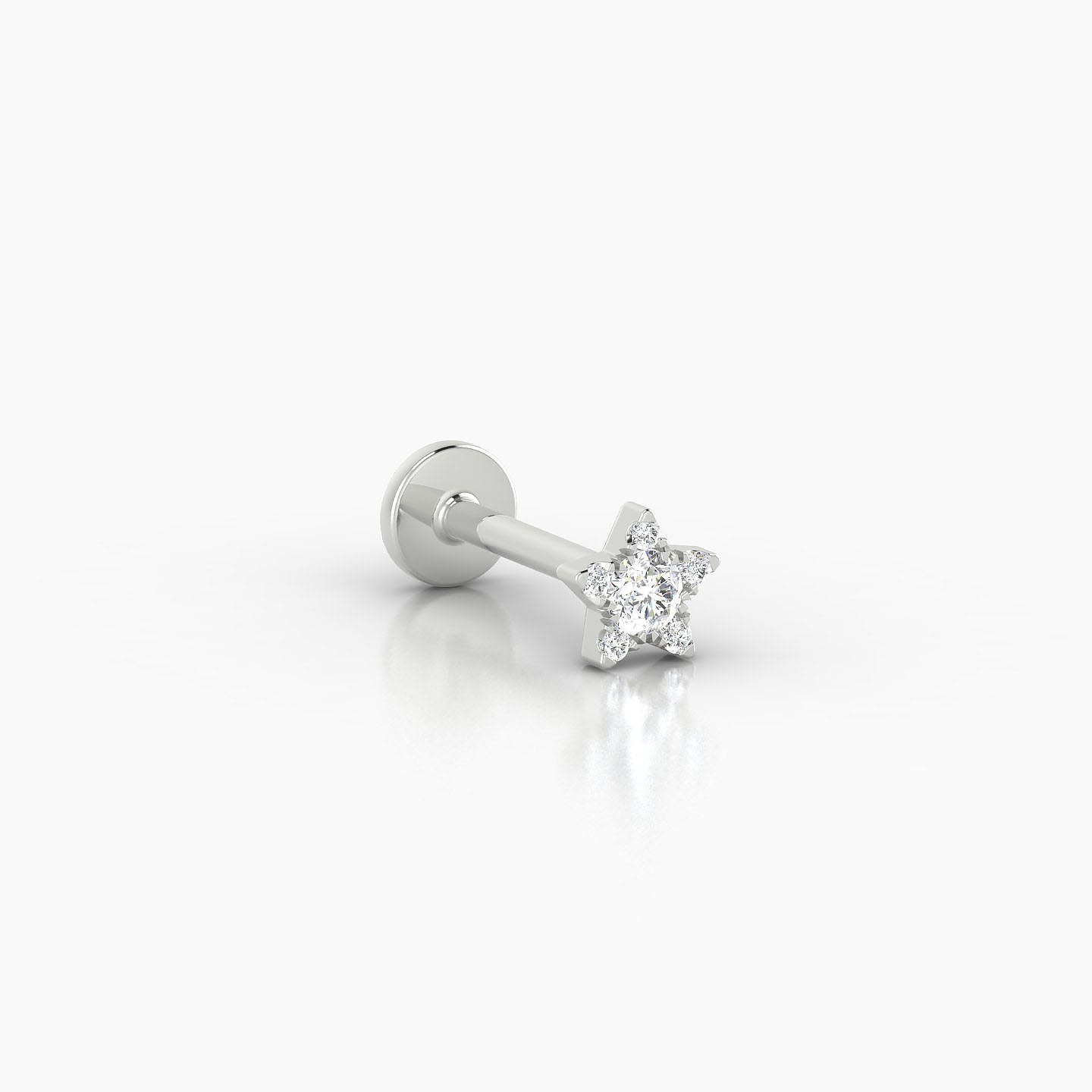 Asteria | 18k White Gold 5 mm 8 mm Star Diamond Nostril Piercing
