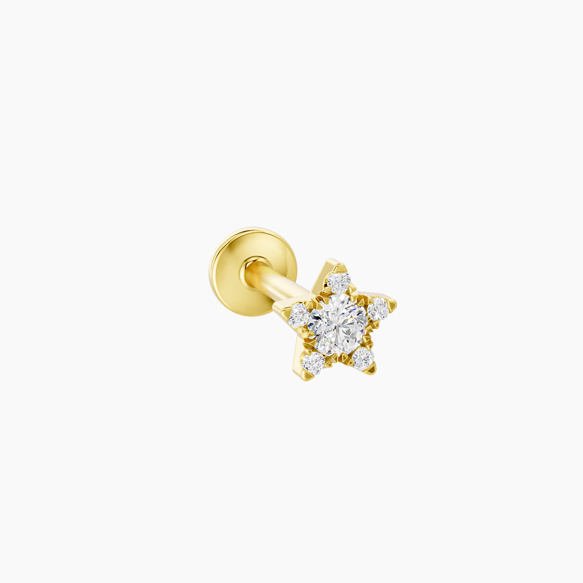 Asteria | 18k Yellow Gold 5 mm 8 mm Star Diamond Piercing