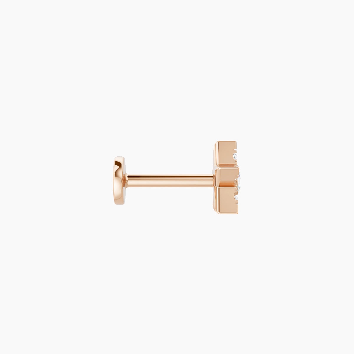 Asteria | Piercing Étoile Diamant Or Rose 18k Hypoallergénique 5.6 mm 6.5 mm