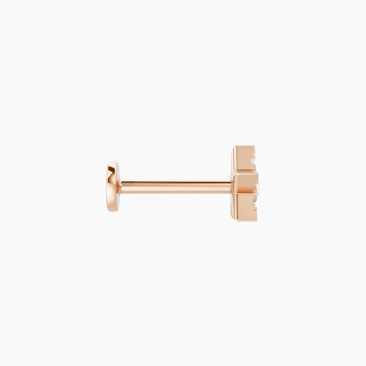 Asteria | Piercing Étoile Diamant Or Rose 18k Hypoallergénique 5.6 mm 8 mm