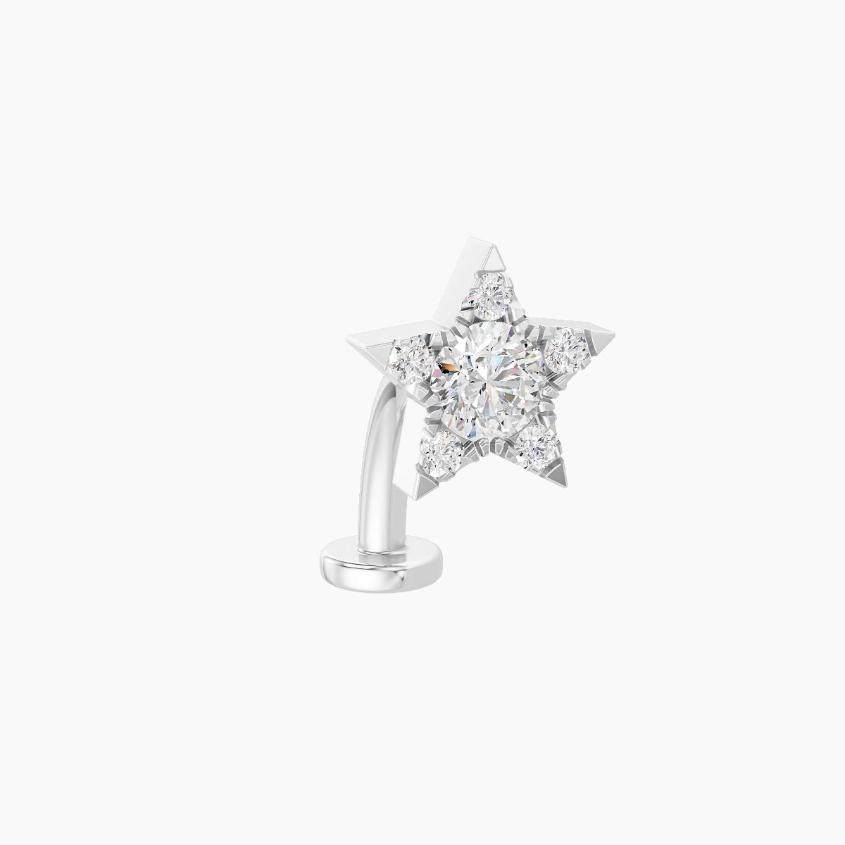 Asteria | 18k White Gold 7.4 mm 10 mm Star Diamond Floating Navel Piercing