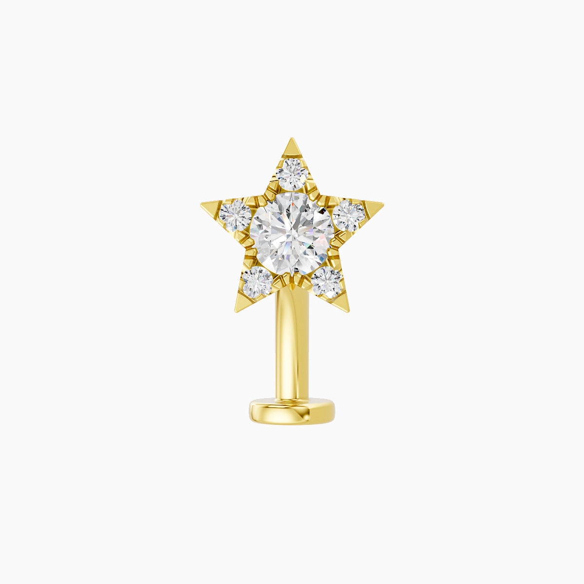 Asteria | 18k Yellow Gold 7.4 mm 10 mm Star Diamond Floating Navel Piercing
