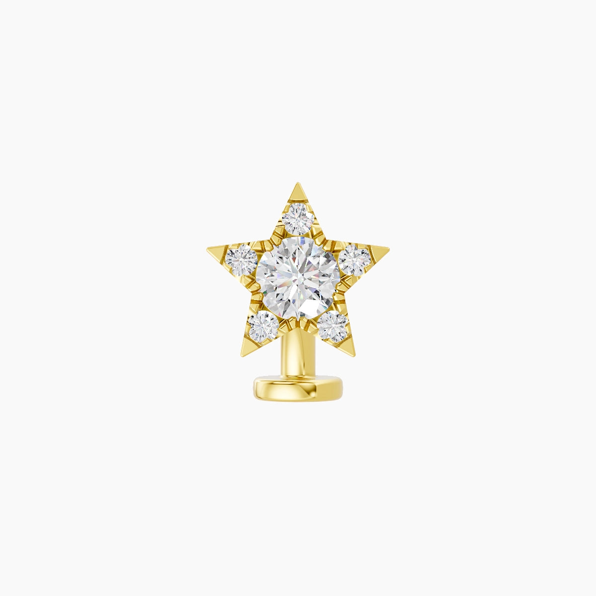 Asteria | 18k Yellow Gold 7.4 mm 6 mm Star Diamond Floating Navel Piercing