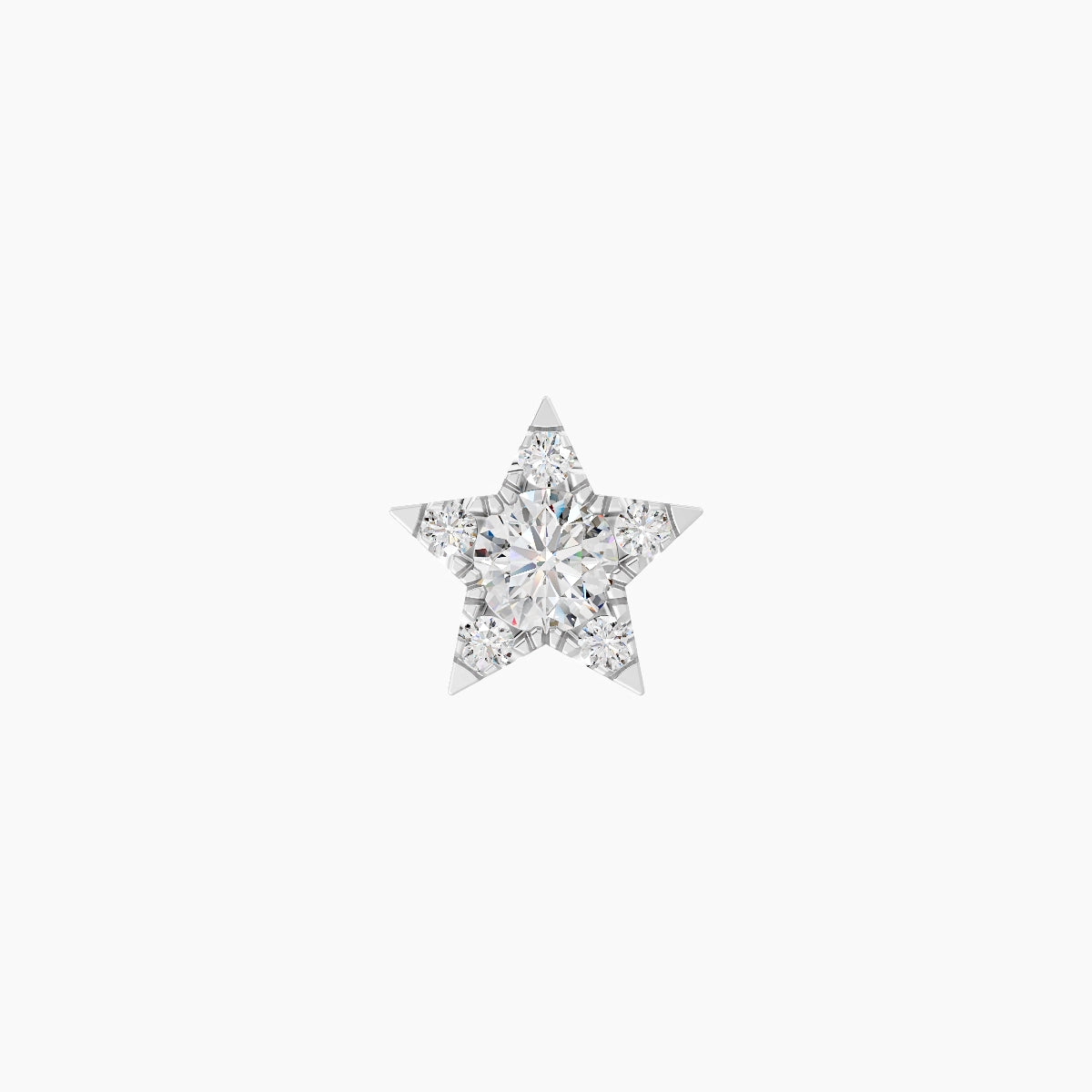Asteria | Piercing Étoile Diamant Or Blanc 18k Hypoallergénique 7.4 mm 8 mm