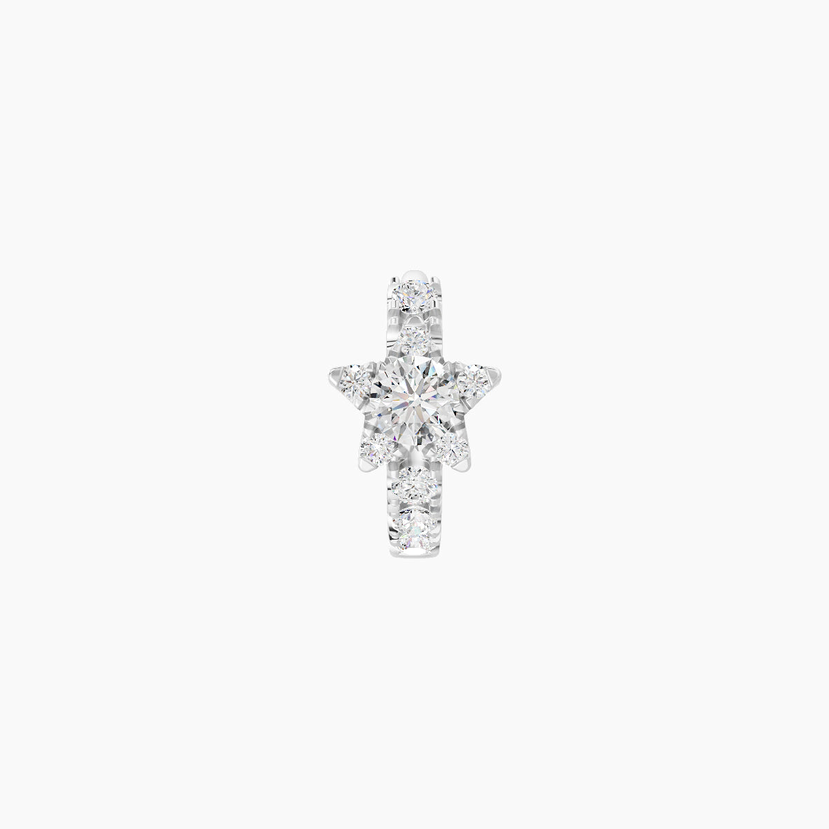 Asteria | 18k White Gold 5 mm Star Diamond Hoop Piercing
